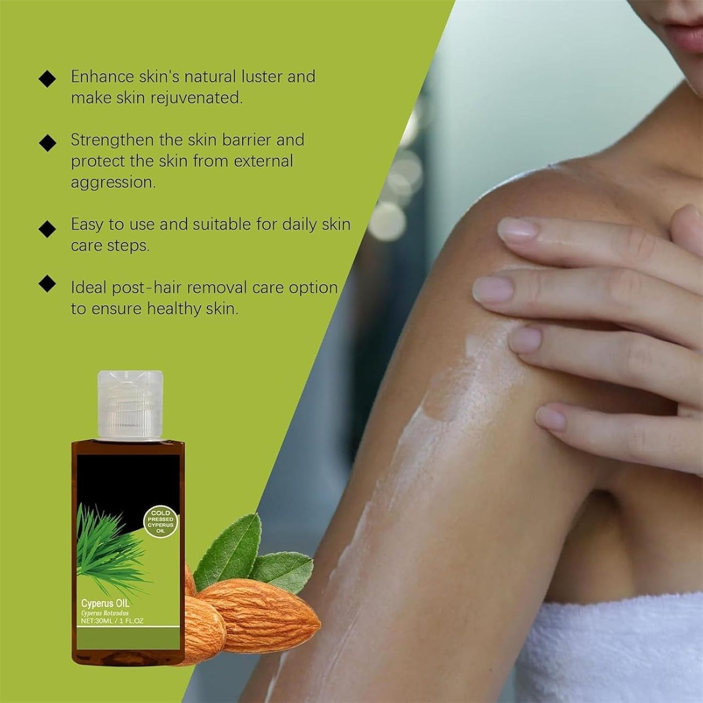 Pack 2 Aceites Naturales para Depilación y Reducción del Vello Corporal - Cyperus Rotundus - Todo Tipo de Piel