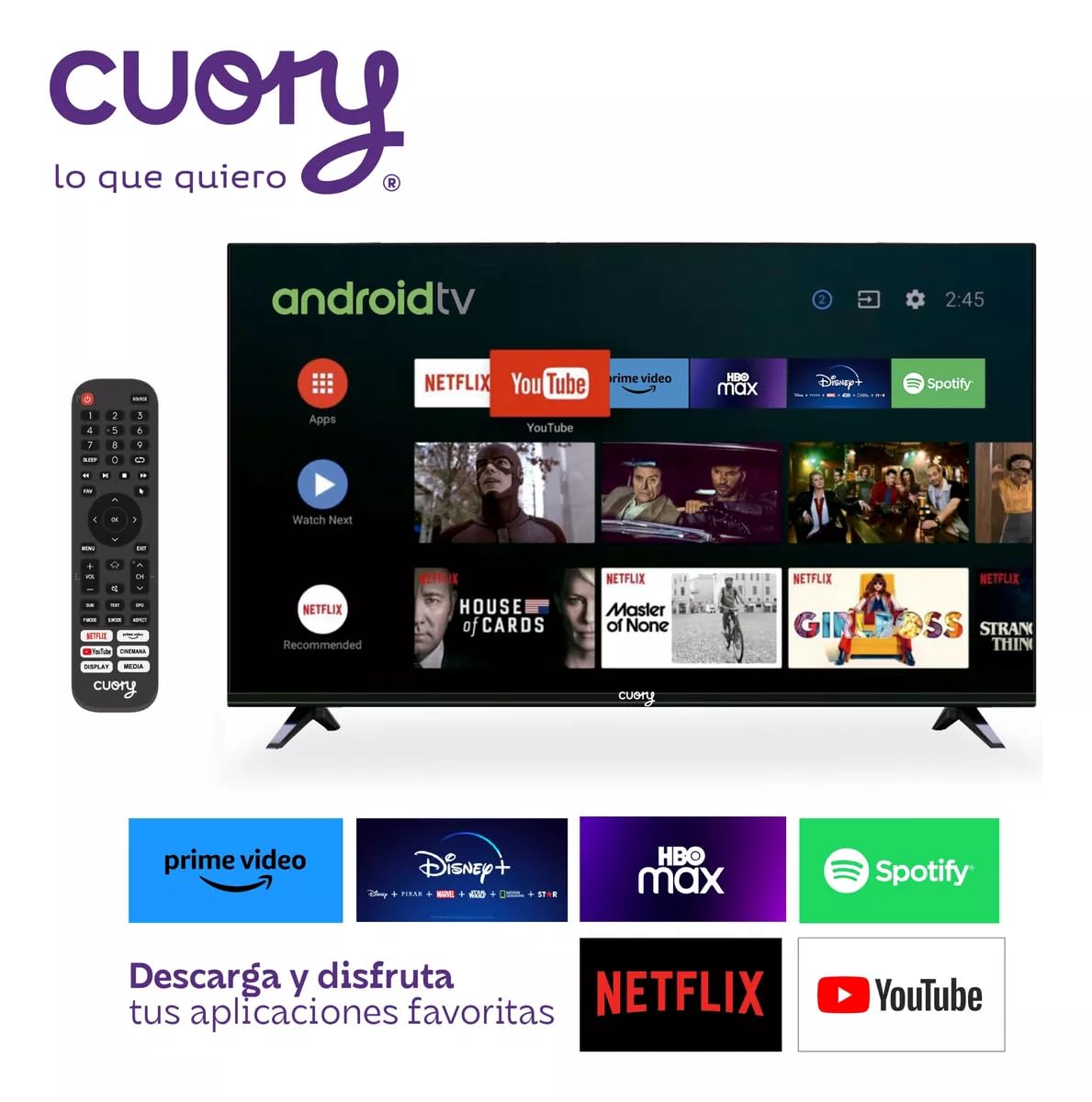 Smart TV CUORY 43 Pulgadas FHD LED Compatible con Google TV y Dolby Digital