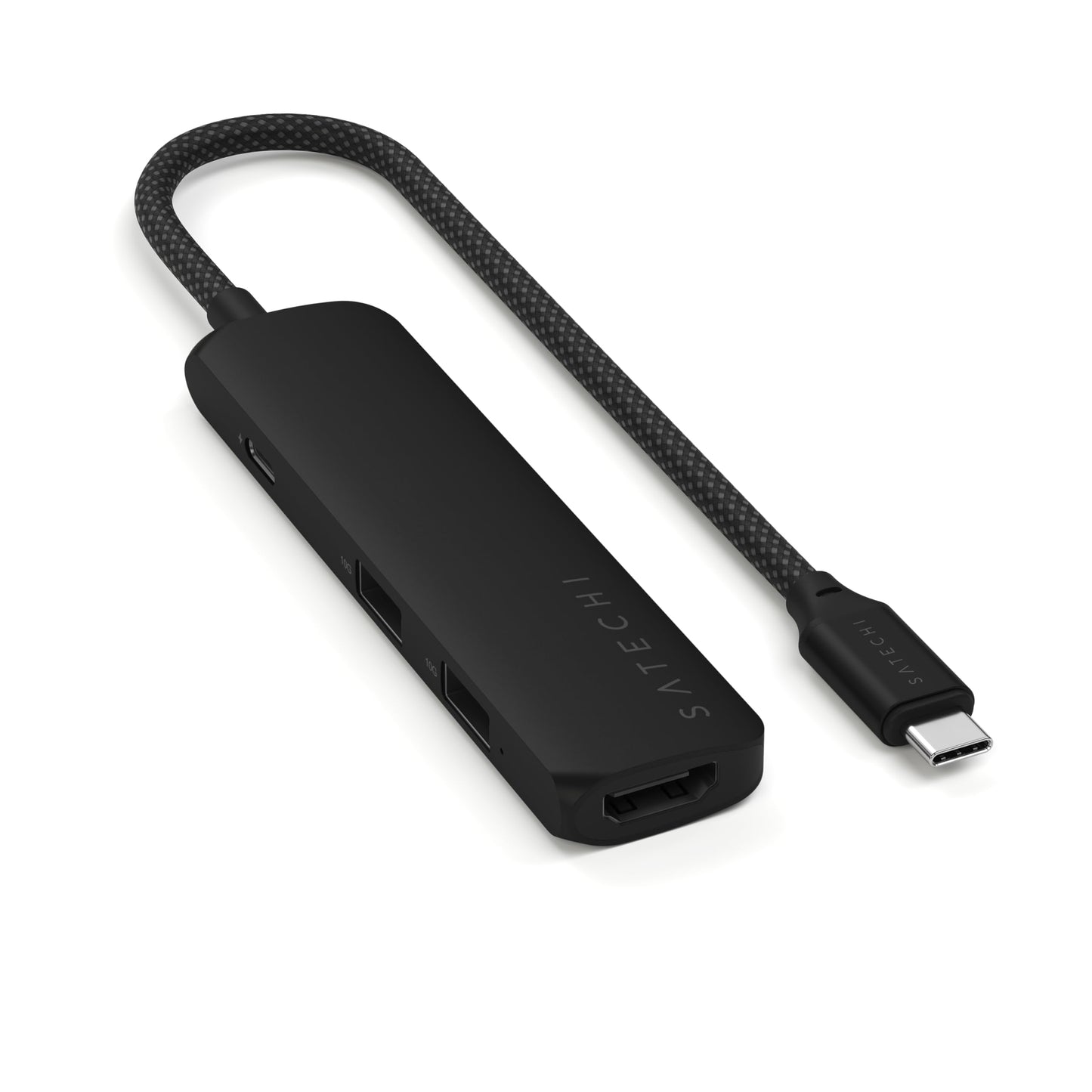 Adaptador USB-C SATECHI Negro 4 en 1 HDMI 4K, PD 100W, 2 Puertos USB-A, Lectores de Tarjetas Micro/SD