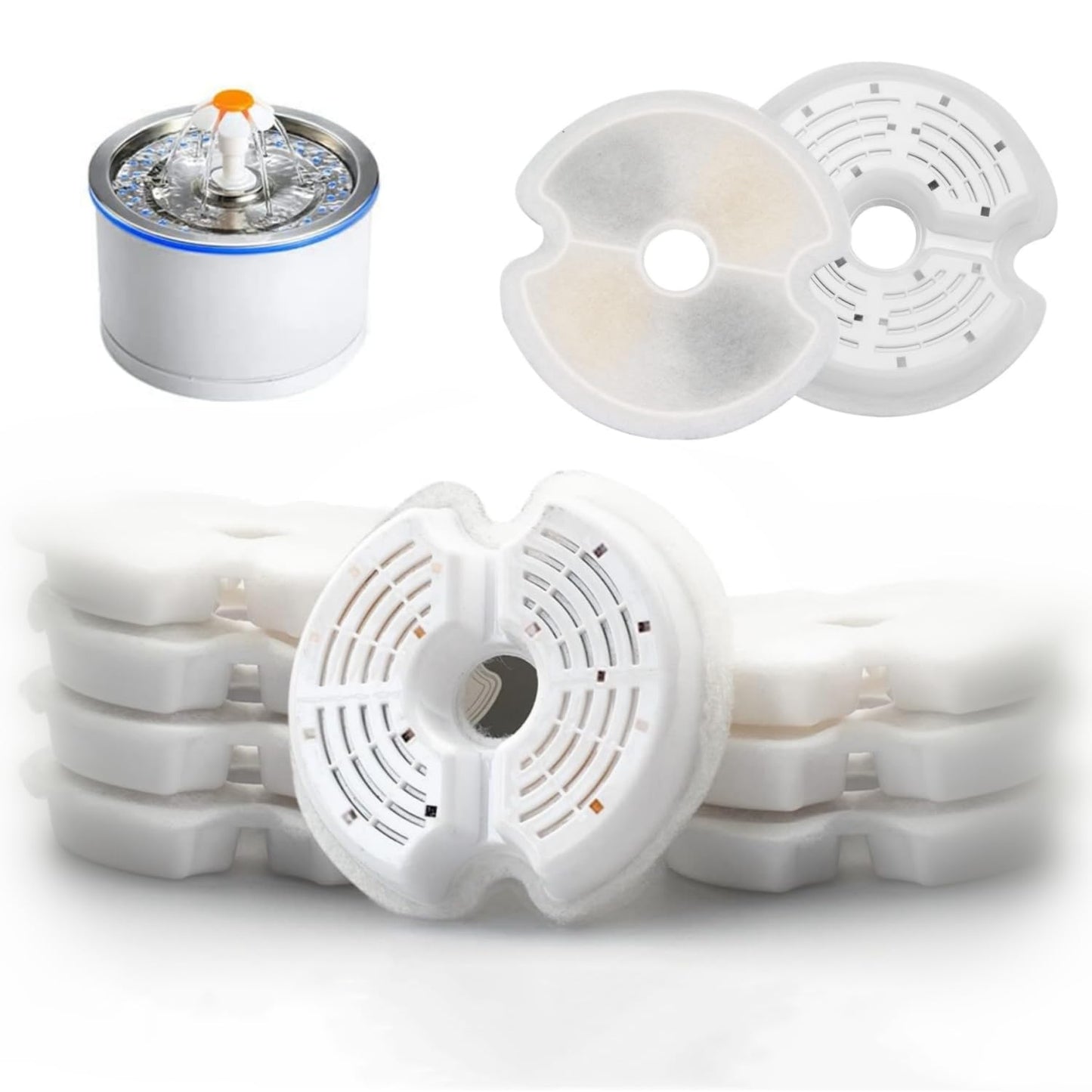 Filtros bebedero para gato, Filtros de repuesto de carbón activado para fuentes de agua para mascotas, Sistema de Triple Filtracion, Reemplazo de filtro de fuente para mascotas. (4 paquetes)