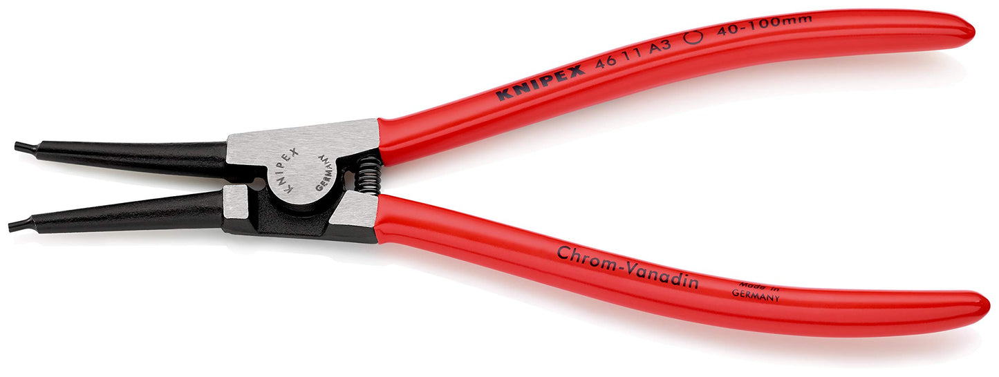 Knipex 46 11 A3 SB Alicate para Arandelas Exteriores en Ejes Atramentado Recubiertos de Plástico, 210 mm, color negro