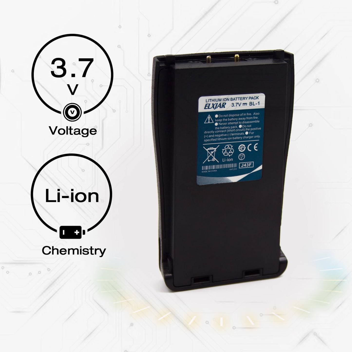 Batería Recargable elxjar Negra de Repuesto para Radios Baofeng y Retevis