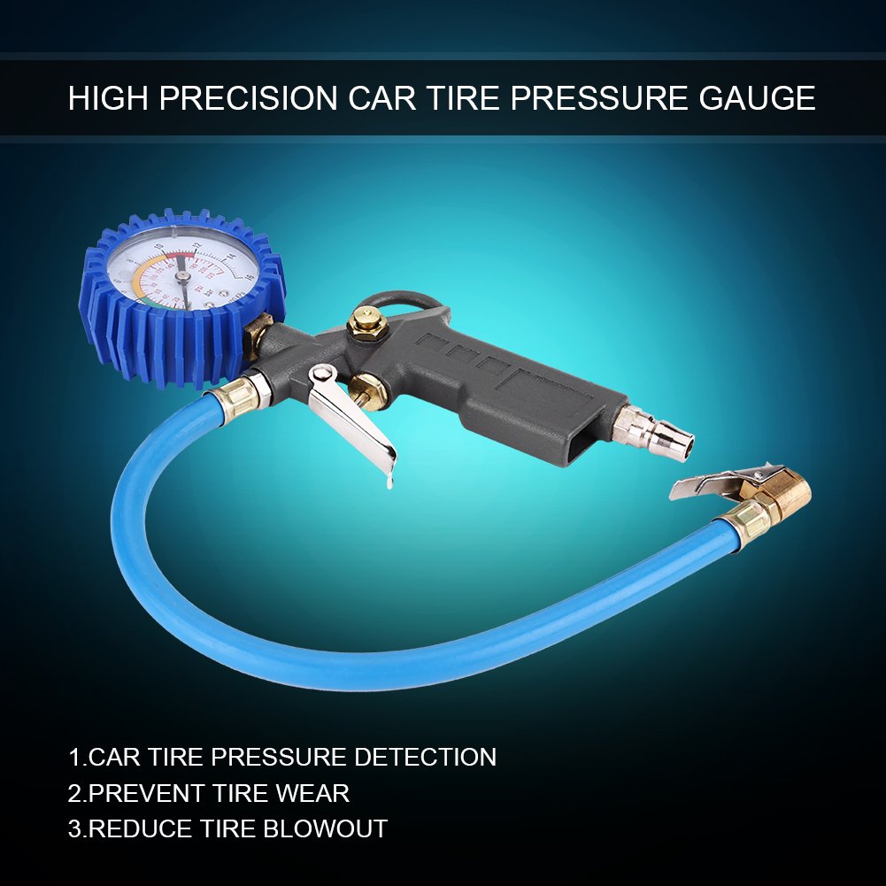 Gorgeri Medidor de inflador de presión de aire de neumáticos 0-220PSI Medidor de inflador de presión de aire de neumáticos para coche, camión, motocicleta