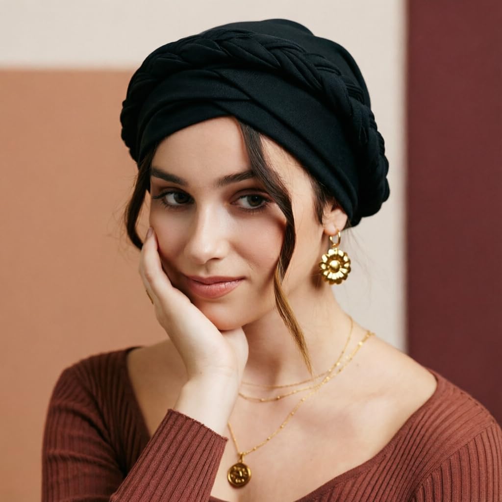 DRESHOW Turbante Africano para Mujeres Preatado Trenzado Envoltura de Cabeza Sombreros Moda Gorra de Dormi Gorro Cáncer de Quimio