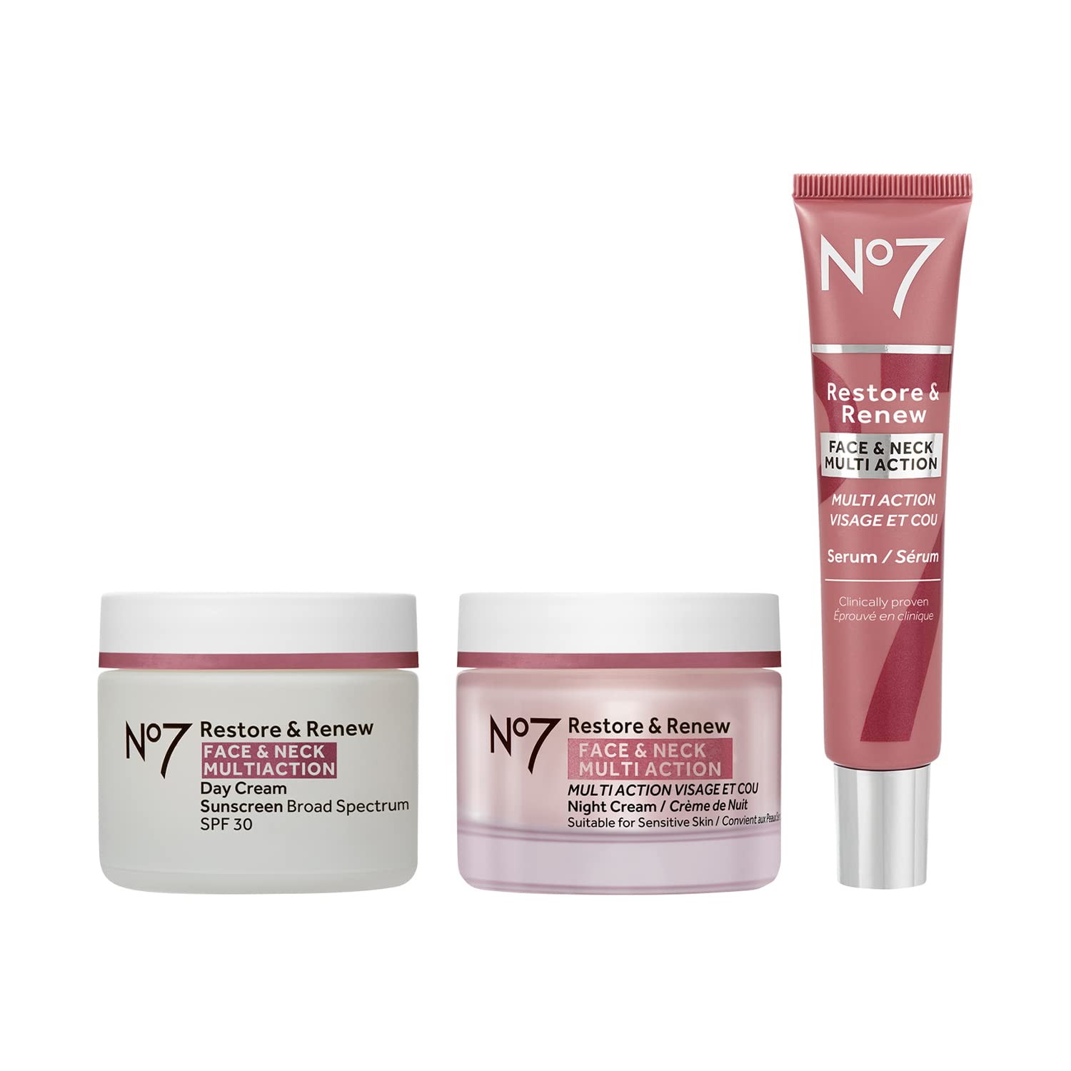 Sistema de Cuidado de la Piel No7 Restore & Renew Face & Neck Multi Action, pack de 1