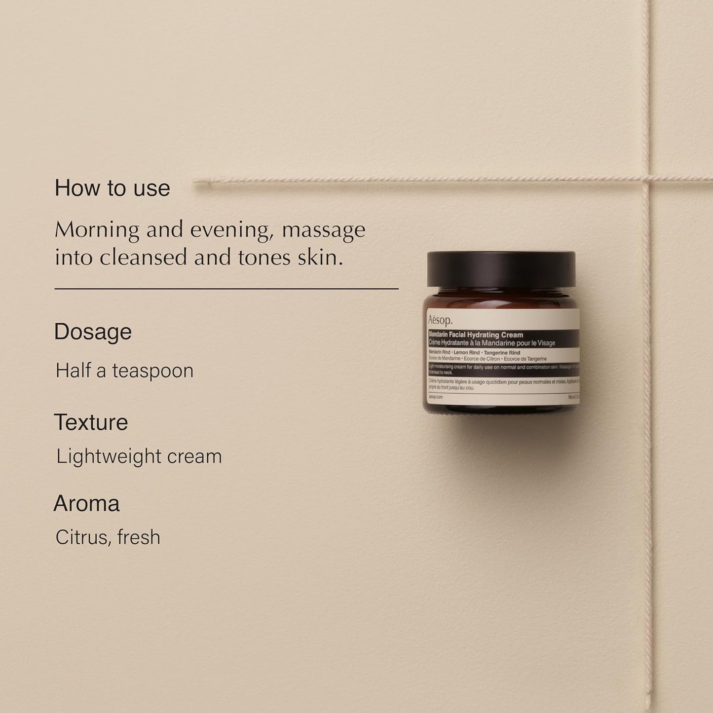 Crema Hidratante Facial de Mandarina Aesop 2.1 Oz - Nutrición y Frescura para tu Piel