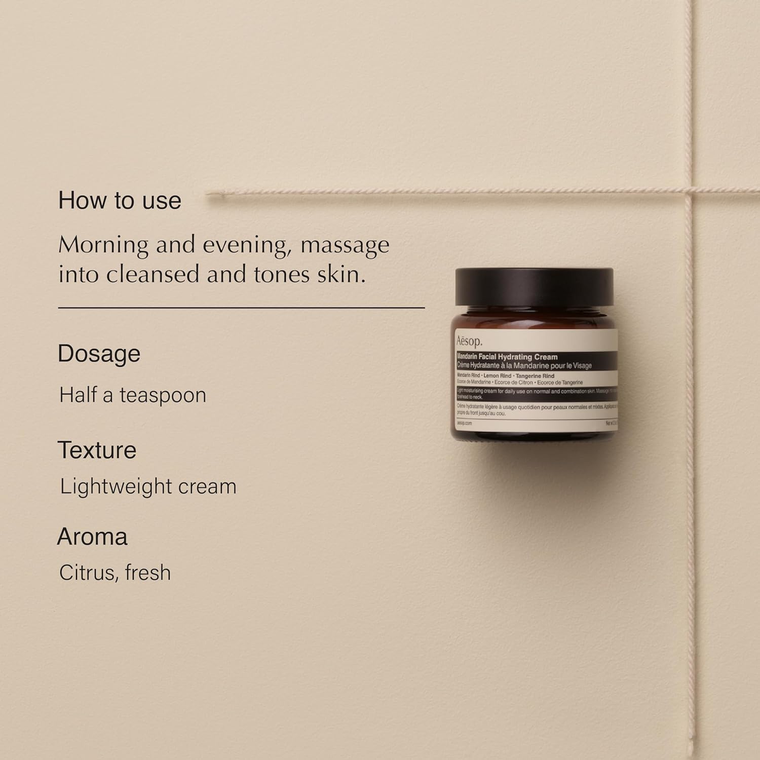 Crema Hidratante Facial de Mandarina Aesop 2.1 Oz - Nutrición y Frescura para tu Piel
