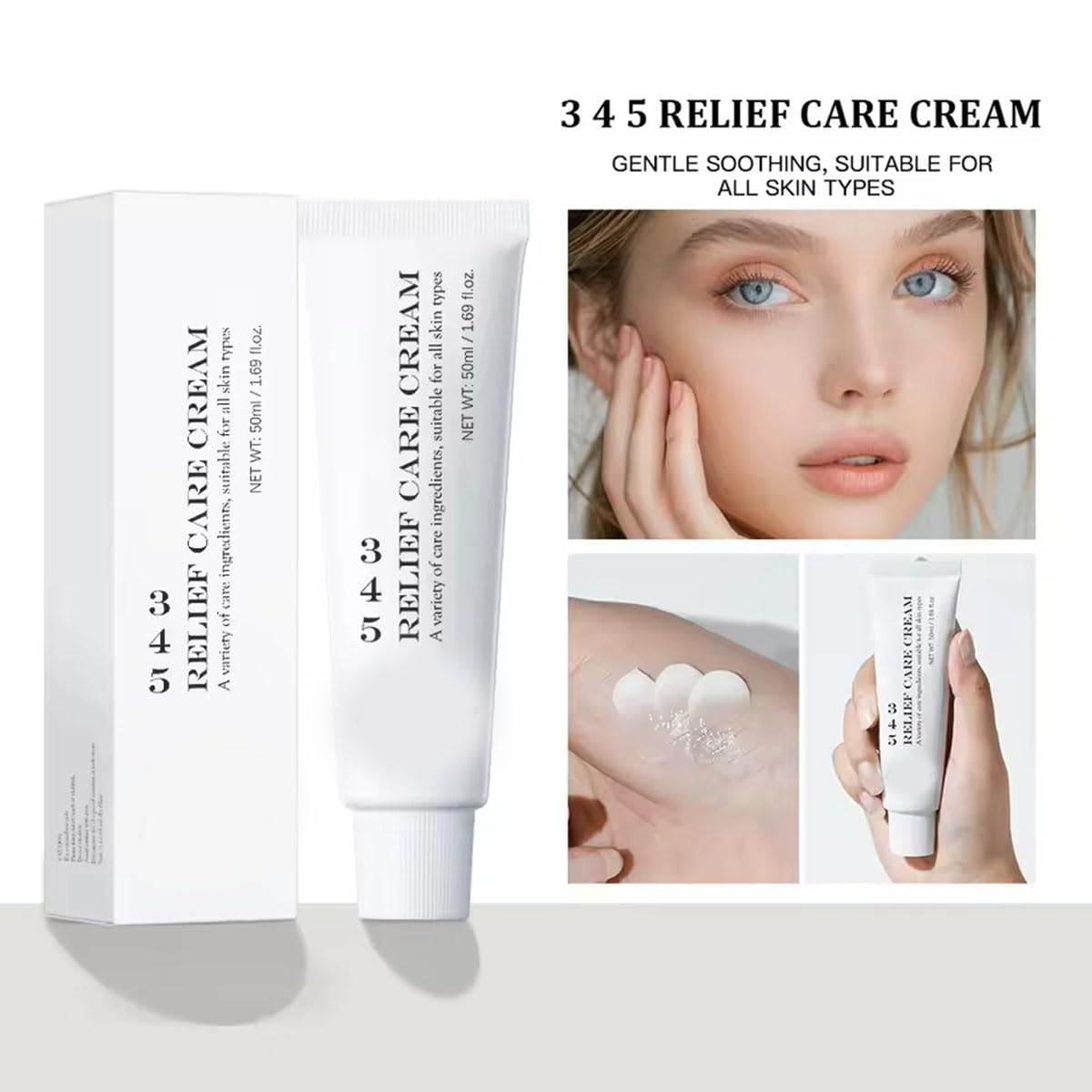 Crema Facial Reparadora Intensiva 345 Relief, Hidratante Calmante Coreana - 50ml (2 unidades) - ¡Recupera la salud y luminosidad de tu piel! - Cuidado facial de calidad con ingredientes naturales - ¡Atrévete a lucir radiante!