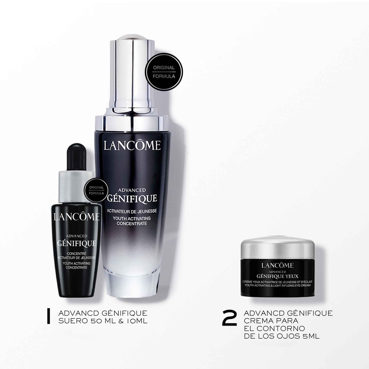 Lancôme, Advanced Génifique, Set de Regalo, Suero Advanced Génifique 50 ml y 10 ml + Crema Para Contorno de Ojos Advanced Génifique 5 ml, Para Una Piel Luminosa y Sin Líneas de Expresión, 2 Piezas