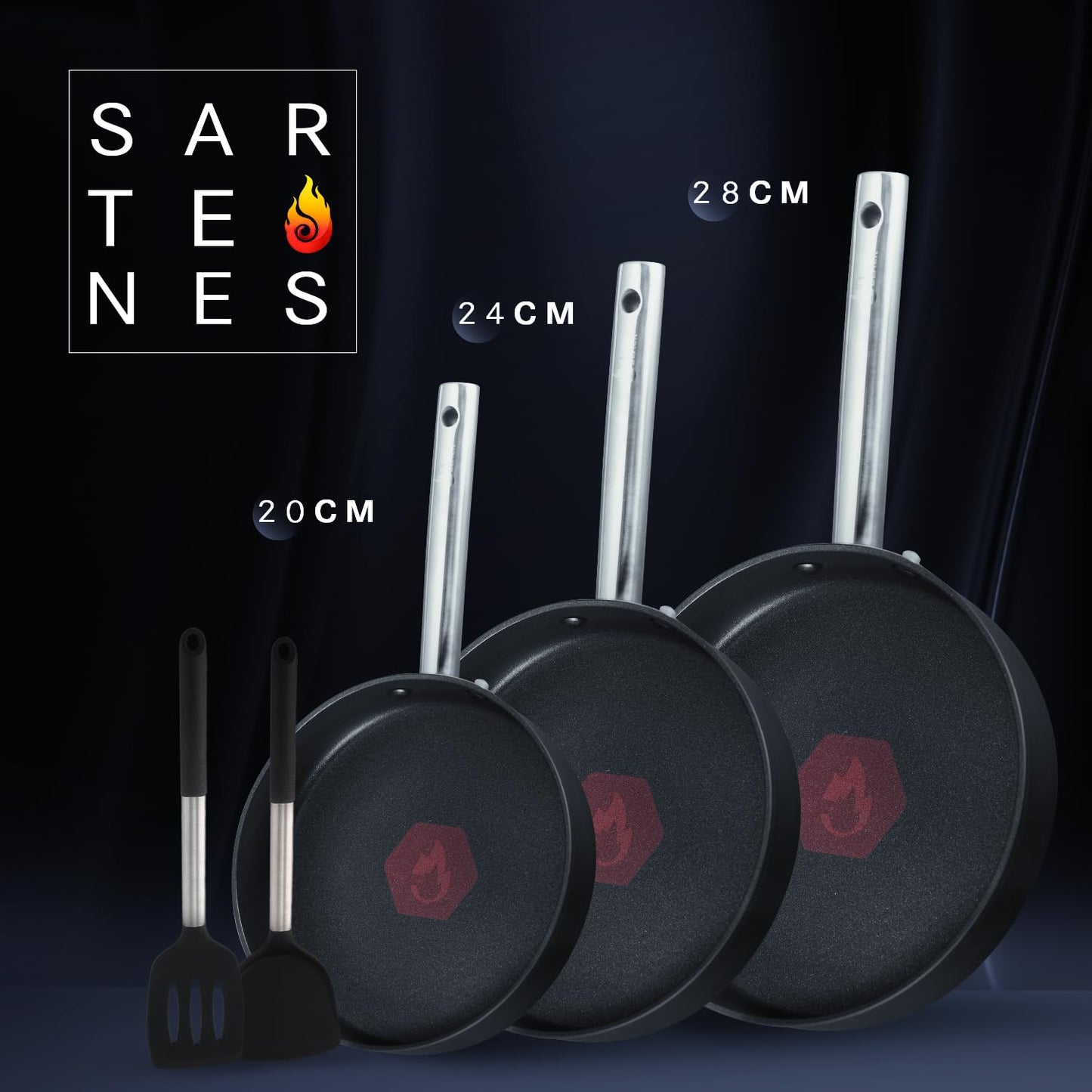 BATERIA DE COCINA ANTIADHERENTE DE TITANIO TITAN BLACK ESSENTIAL 20 PZAS