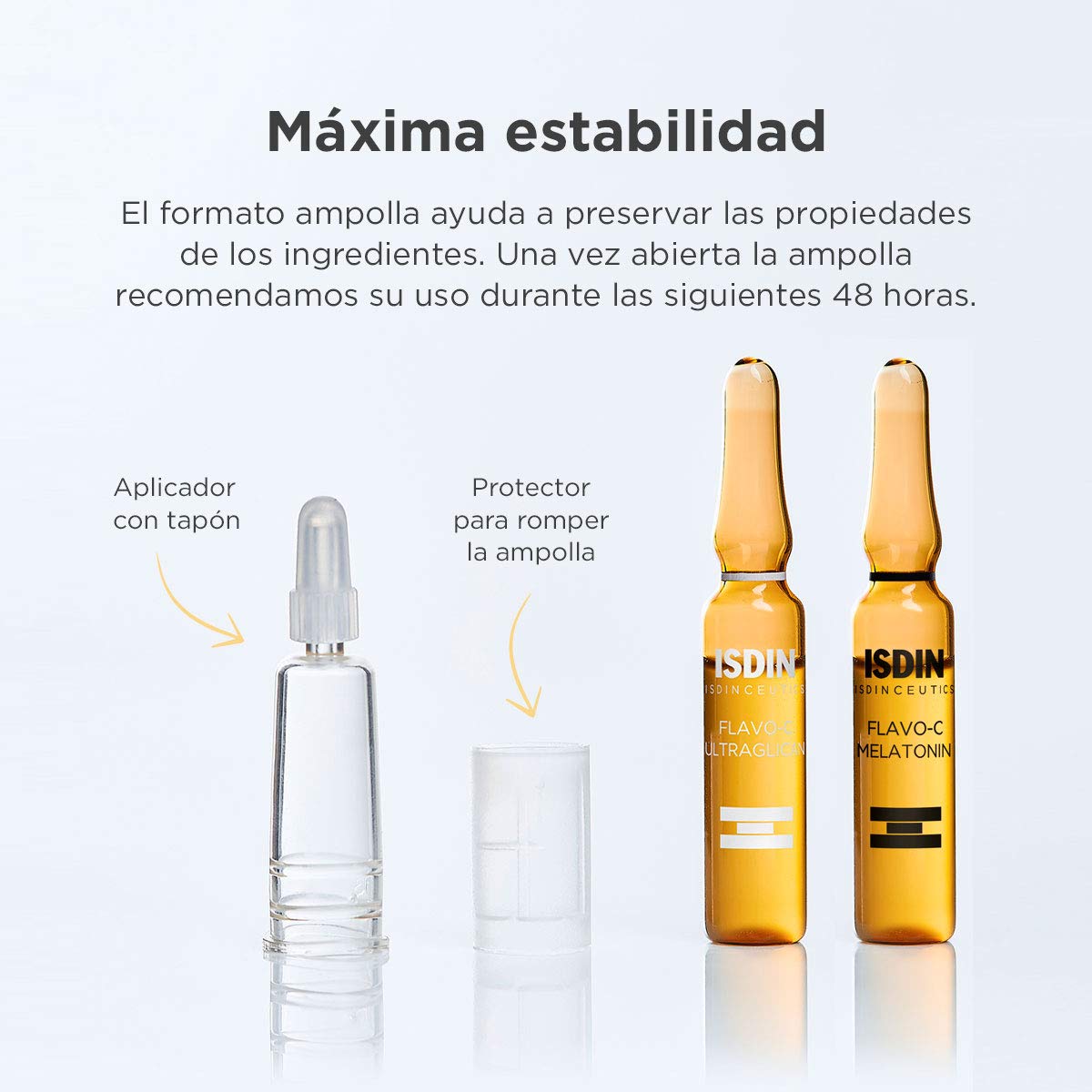 ISDIN Isdinceutics day & night flavo-c melatonin & ultraglican, serum facial antioxidante, hidratante y reparador con vitamina c, 20 ampolletas