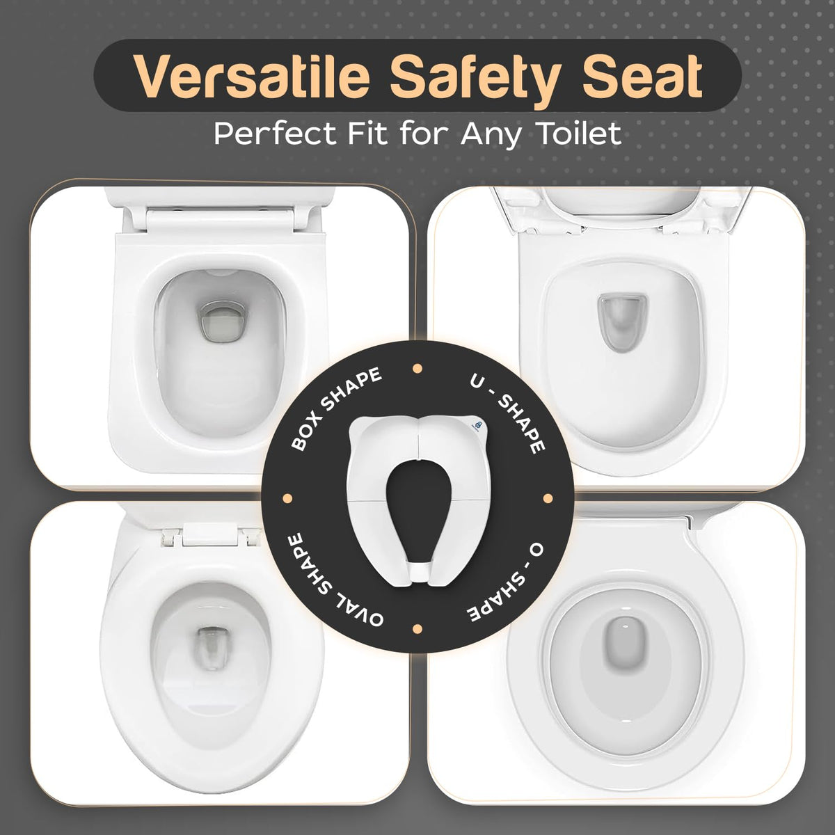 Baby Proof Me Essentials - Asiento de Inodoro para Niños con Protector Contra Salpicaduras, Plegable y Portátil con Bolsa, Asiento de Entrenamiento Antideslizante para Orinal de Viaje (Blanco)