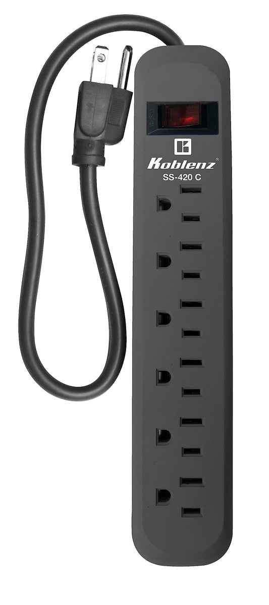 Koblenz Supresor de Picos, Multicontacto, 6 Contactos Caseros, 420 Joules de Protección, Oficina y Hogar, Carga y Protege Computadoras, Celulares, Bocinas, Cable de 45 cm (SS-420 C)