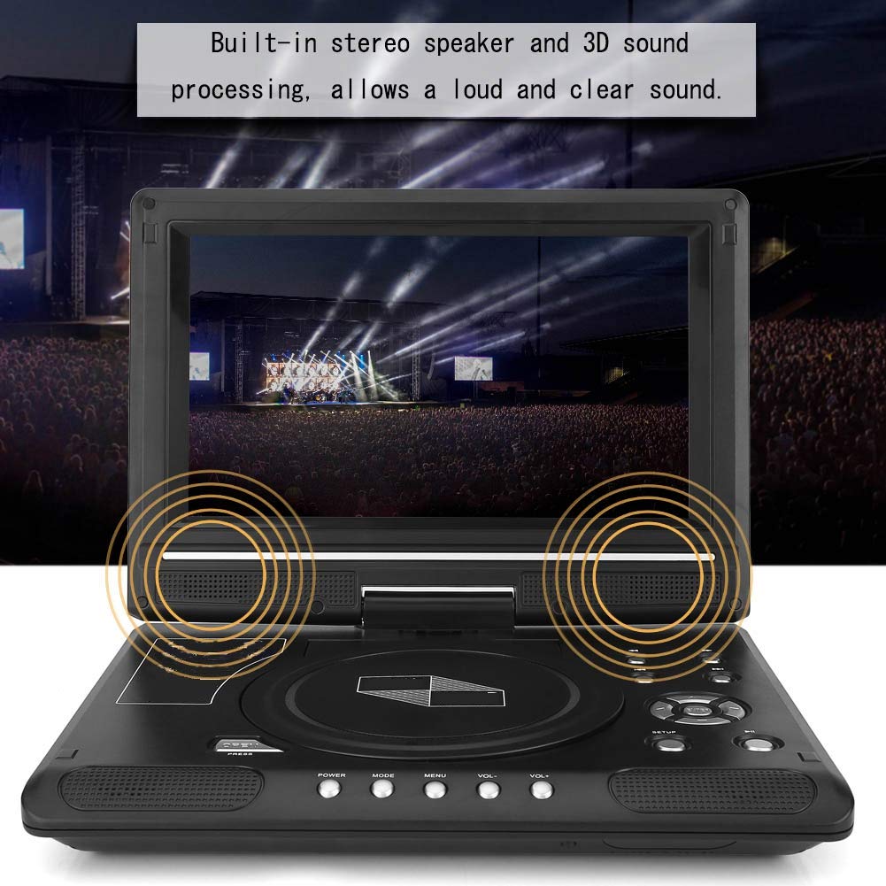Bewinner 9.8 '' LCD DVD Player, 3in1 HD Reproductor de DVD portátil (Receptor de Radio DVD/TV/FM), 270 girados de Manera Flexible Reproductor de DVD CD Adecuado para Hogar, Coche, Camping