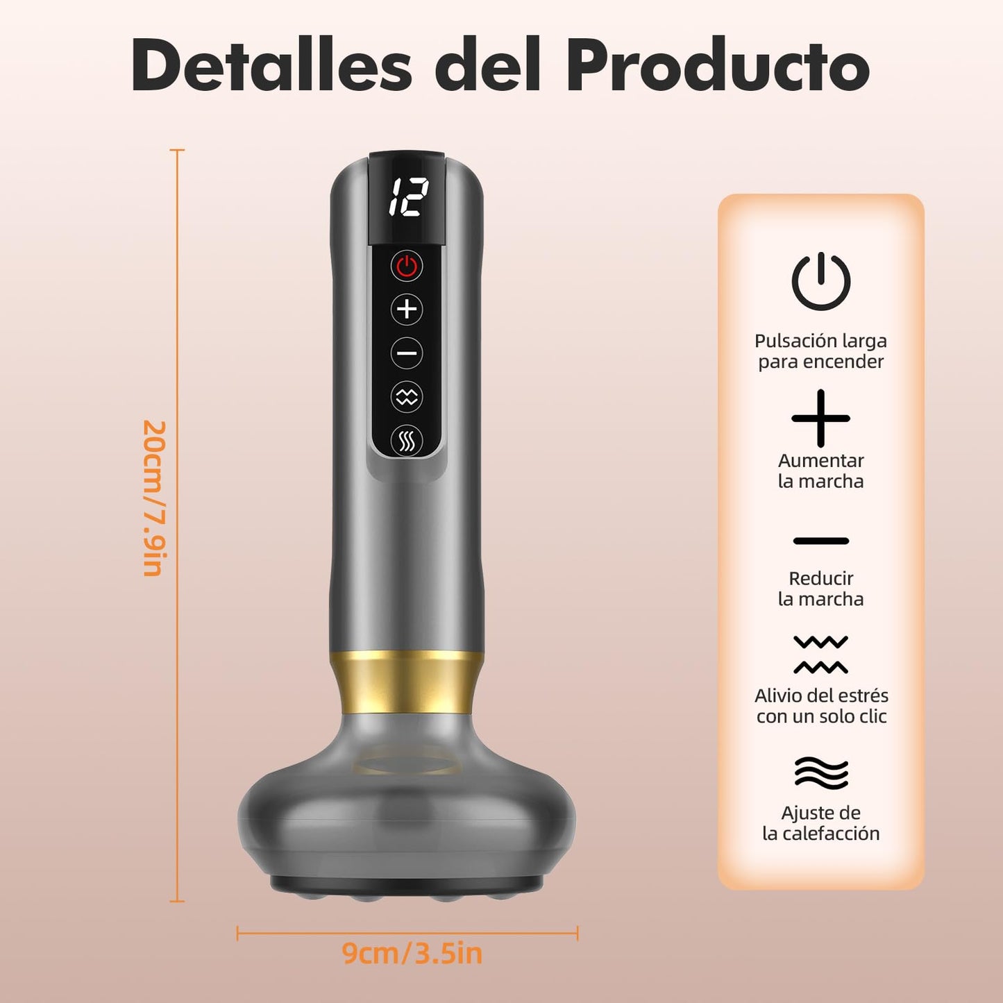 Masajeador AnticeluliTico Celulitis,Masajeador Corporal Multifuncional,con Tablero Gua Sha,Herramienta de Masaje eléctrico,12 Niveles con Calor, Removedoras de Grasa Eléctrica, para Brazo,Cintura