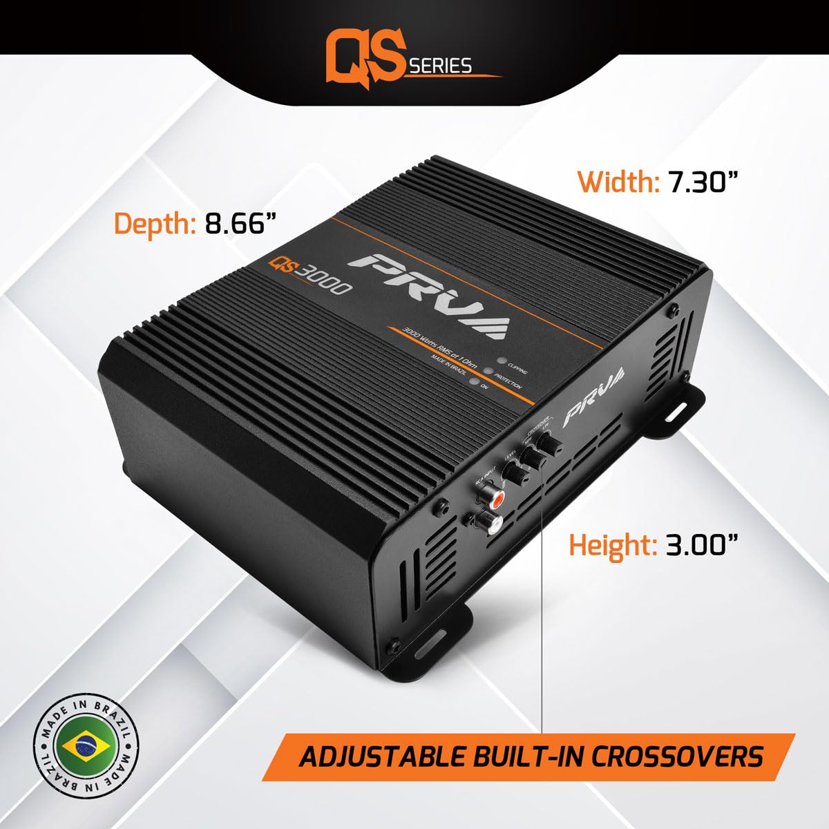 Amplificador de Audio de Coche PRV Audio QS3000 1 Ohm 3000W Monobloque con Controles HPF y LPF Integrados