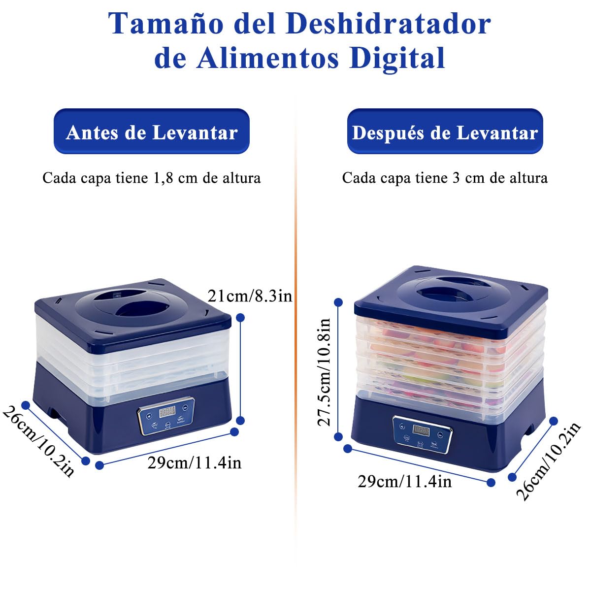 AHILAX Deshidratador de Alimentos Máquina Deshidratadora de Frutas y Verduras con 5 Bandejas, Secadora Eléctrico de Alimentos con Control de Temperatura Y Temporizador Ajustable para Carnes y Hierbas