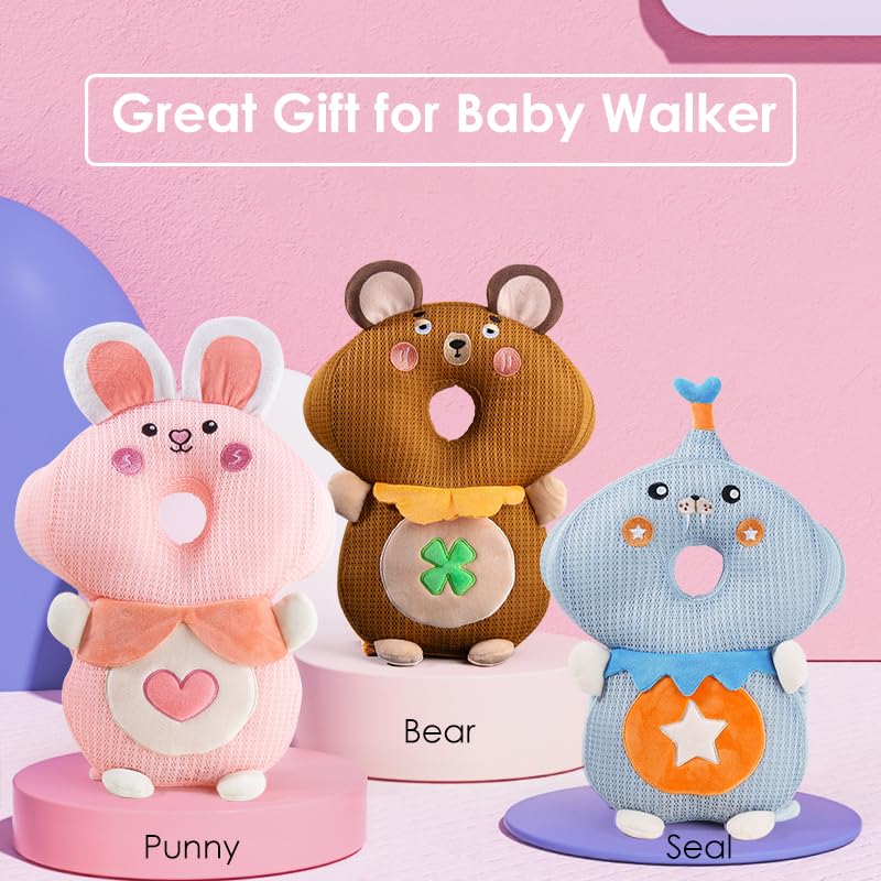 Caminadora Bebé JunNeng Rosa con Mochila Protectora de Cabeza de 3 Lados para Niños Pequeños