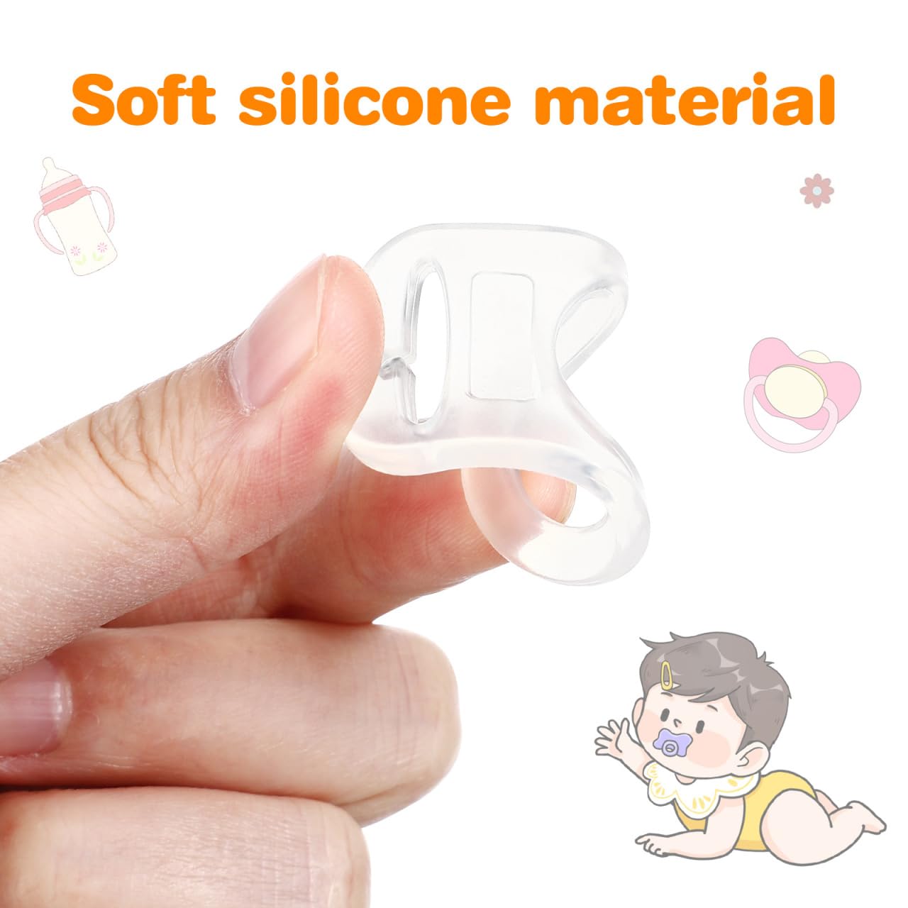FENICAL - 10 anillos adaptadores de silicona para chupete y clip compatibles con MAM (suave y transparente)