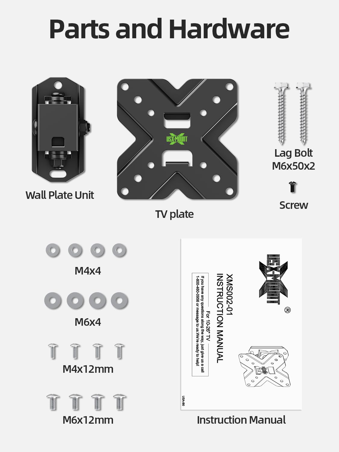 Soporte de Pared para TV y Monitor USX MOUNT Negro con Giro e Inclinación para 10-32 Pulgadas