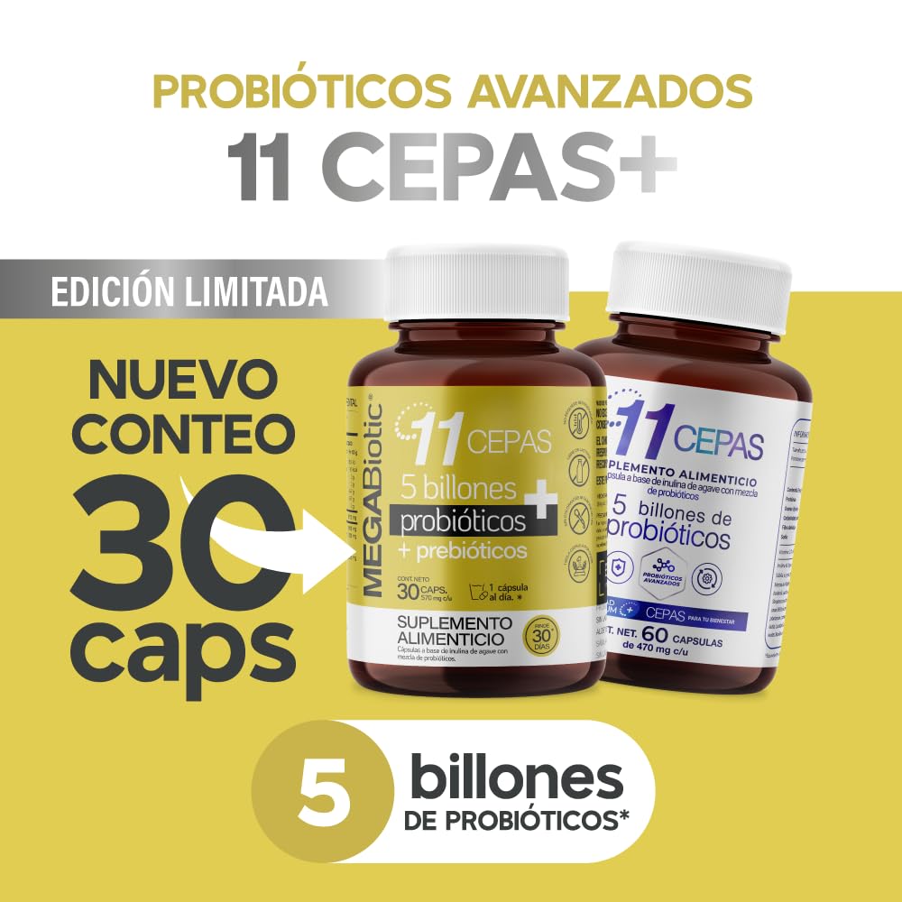 Probióticos MegaBiotic 5 Billones con 11 Cepas para Mujeres y Hombres