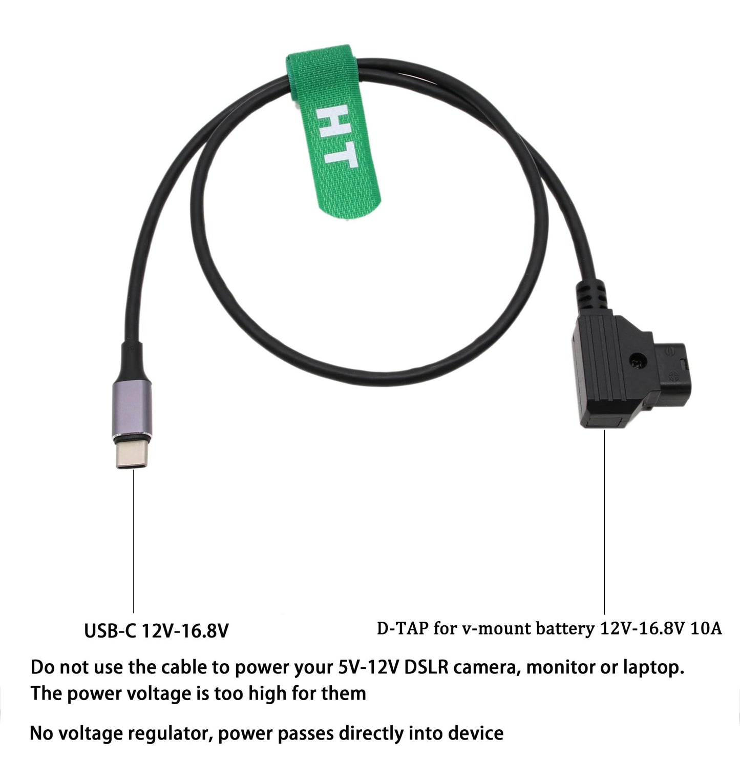 HangTon Cable de alimentación D-tap a USB tipo C 14.8 V 24 pulgadas para cámara SDI/HDMI convertidor Tilta Nucleus Nano II inalámbrico Focus Motor V-Mount Battery