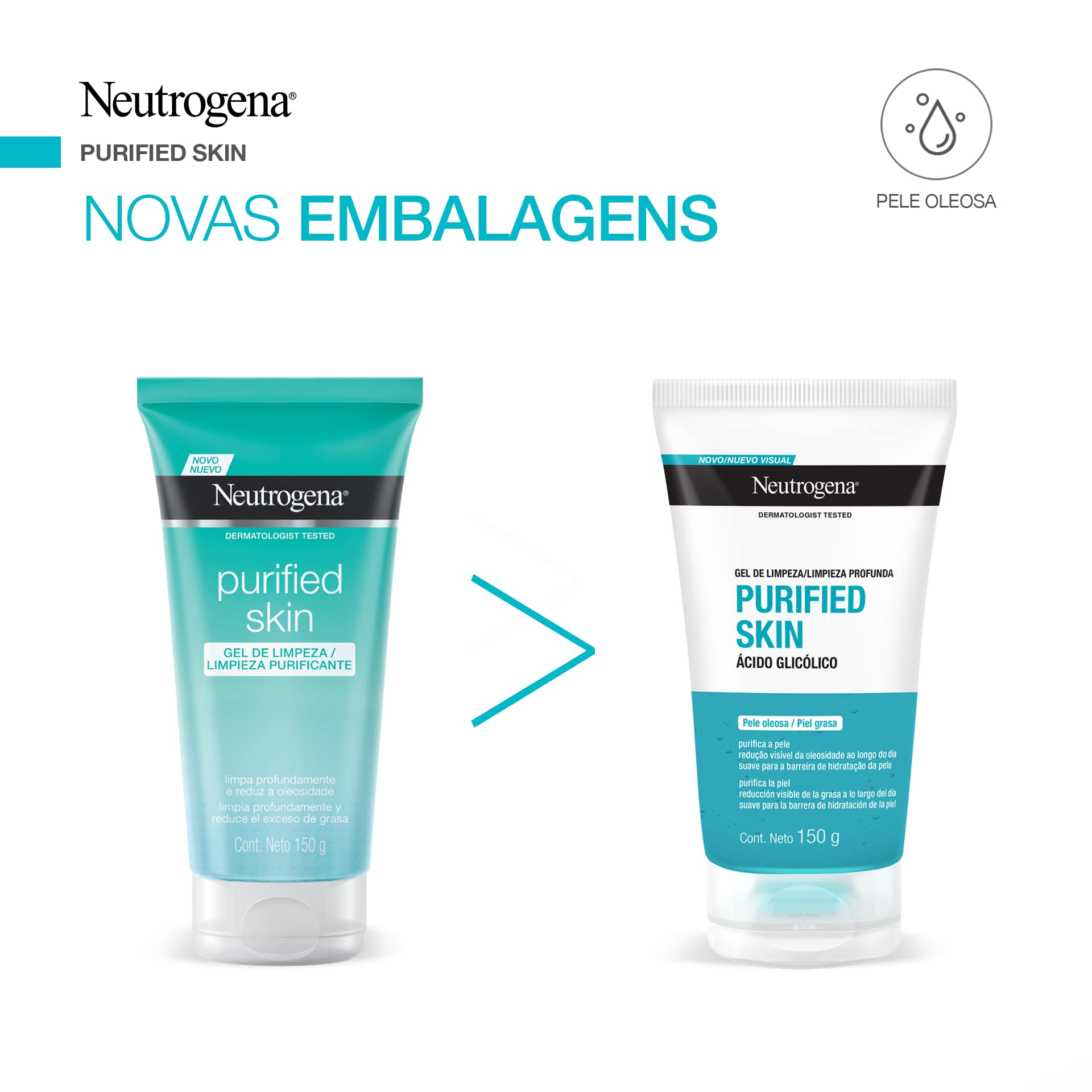 Crema Hidratante Facial Reparador Nocturno Neutrogena Face Care Intensive Colageno 100g + Gel Limpiador Facial Purified Skin Ácido glicólico 150 g