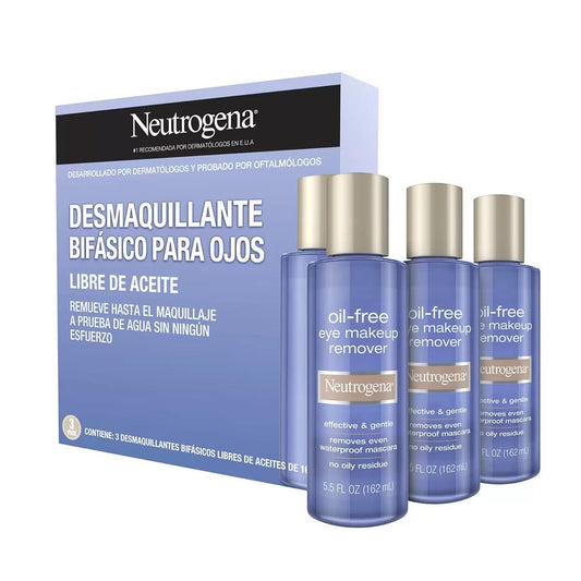 Neutrogena Limpiador de maquillaje de ojos sin aceite, 5.5 onzas líquidas (paquete de 3)