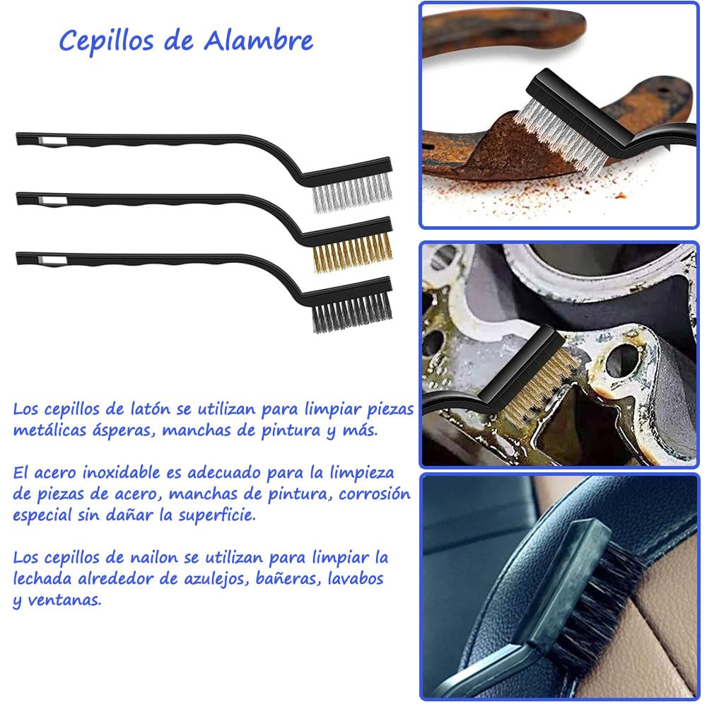 Juego de 15 Cepillos para Detalles Limpieza de Coche - Cepillos para Rueda, Kit de Limpieza de Coche, Kit Profesional de Cuidado de Coche, para Limpiar Ruedas de Coche y Exterior Interior (15PCS)
