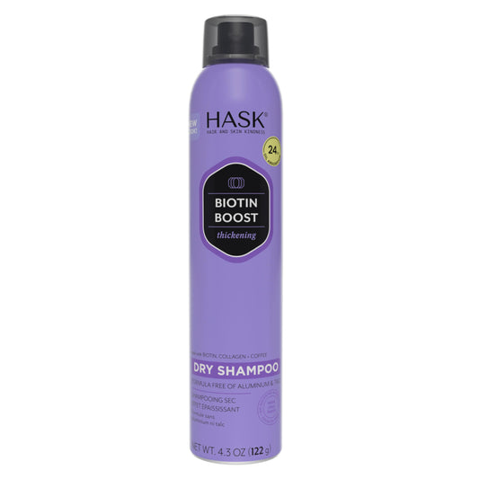 HASK, Shampoo Fortalecedor en Seco, con Biotina, Colágeno y Café, Limpia sin Agua, Absorbe Grasa, Libre de Sulfatos, Parabenos, Ftalatos y Gluten, 122 g