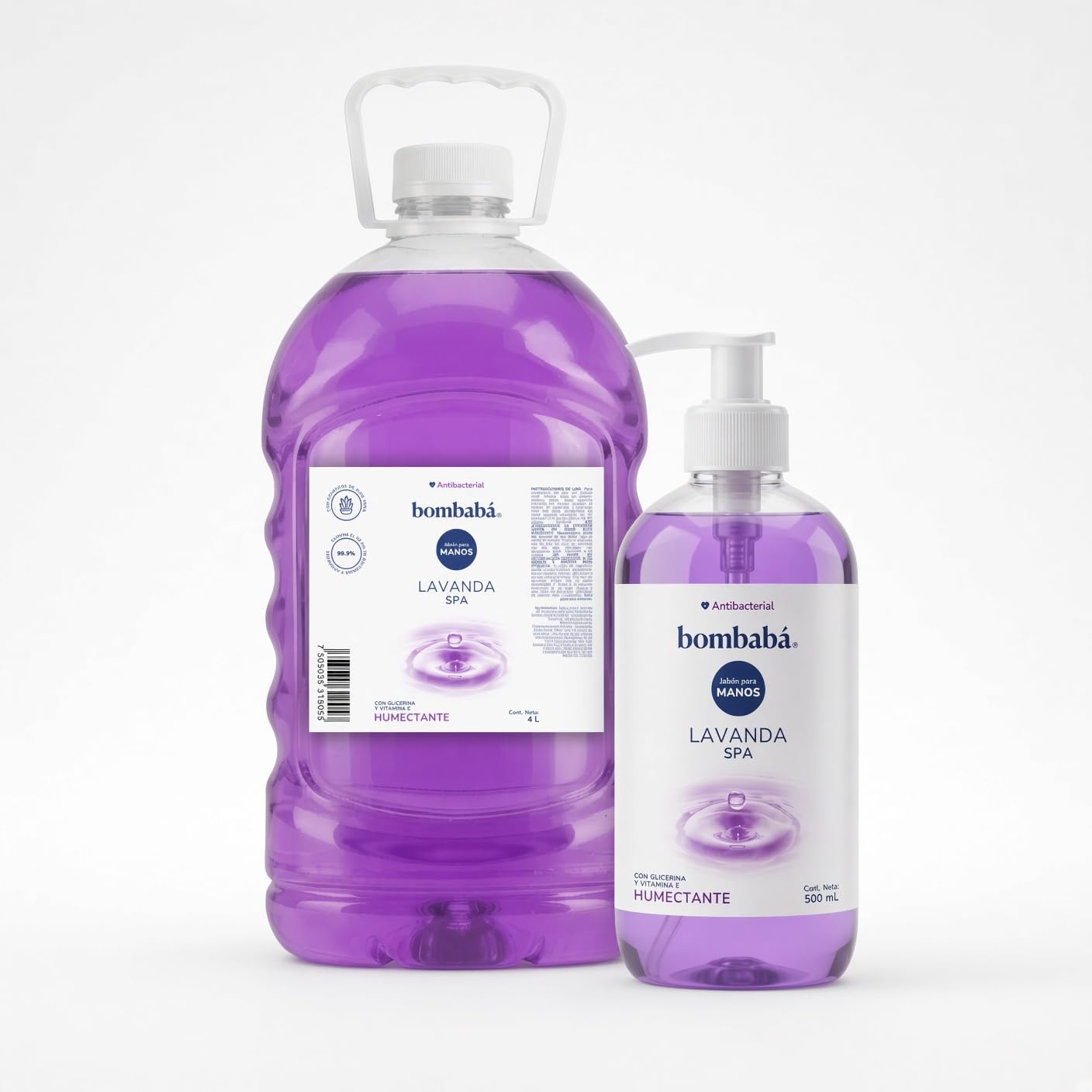 Bombabá - Jabón Líquido Manos Premium Bombabá Kit 4.5 Lt Con Dosificador - Fórmula Suave Para Lavado Frecuente - Para Baño, Cocina, Oficina y Negocio (Lavanda Spa)