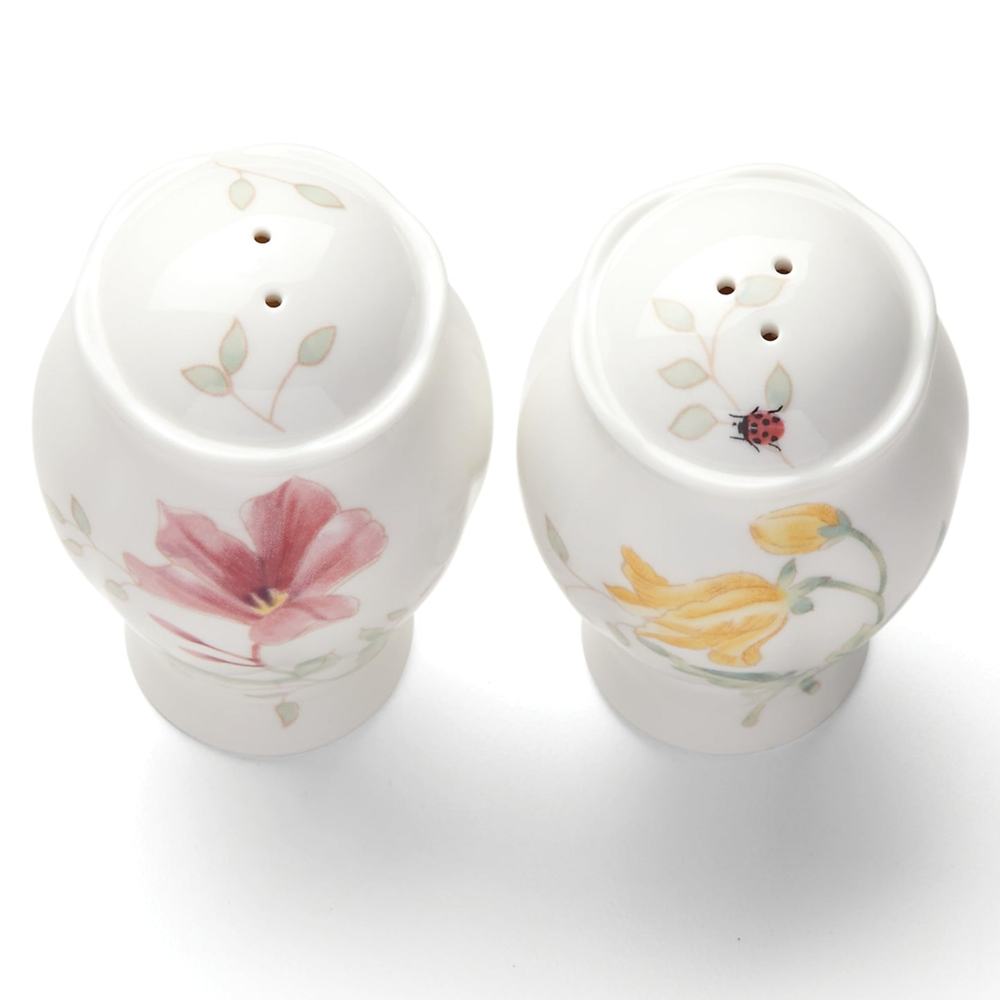 Lenox Salero y pimentero de porcelana fina, diseño floral y mariposa, Salero & pimentero, Anaranjado, 1