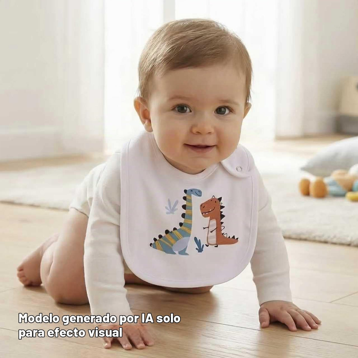 Maiwa Paquete de 6 baberos de bebé de dinosaurio impermeables de algodón para niños para babeos, comer, dentición con broches, impresión certificada por OEKO-TEX