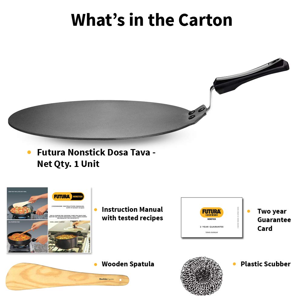 Hawkins Futura - Dosa Tava antiadherente (diámetro 33 cm), grosor 4,88 mm (negro) NDT33