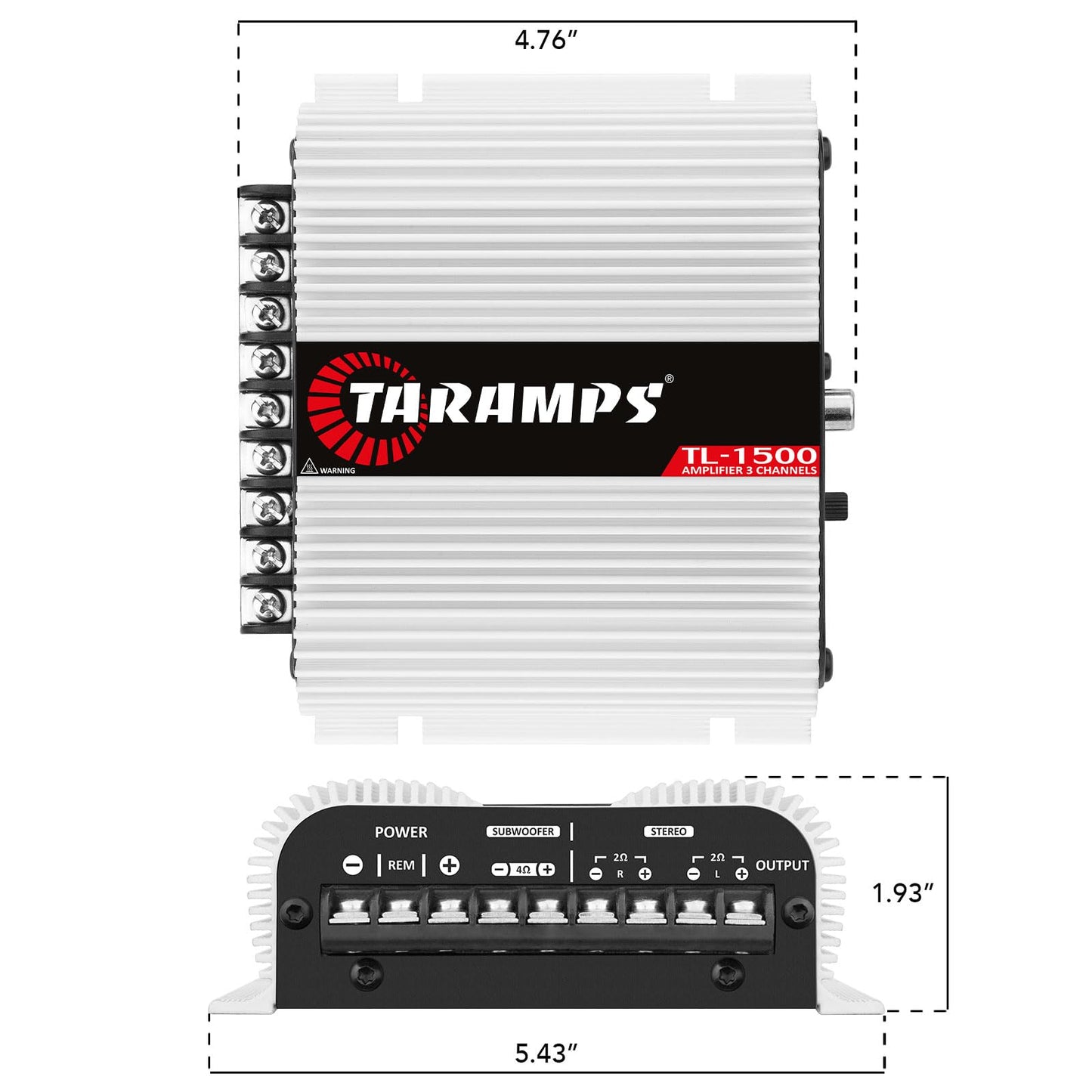 Amplificador TARAMPS TL 1500 2 Ohms 3 Canales 390 Vatios Clase D Rango Completo