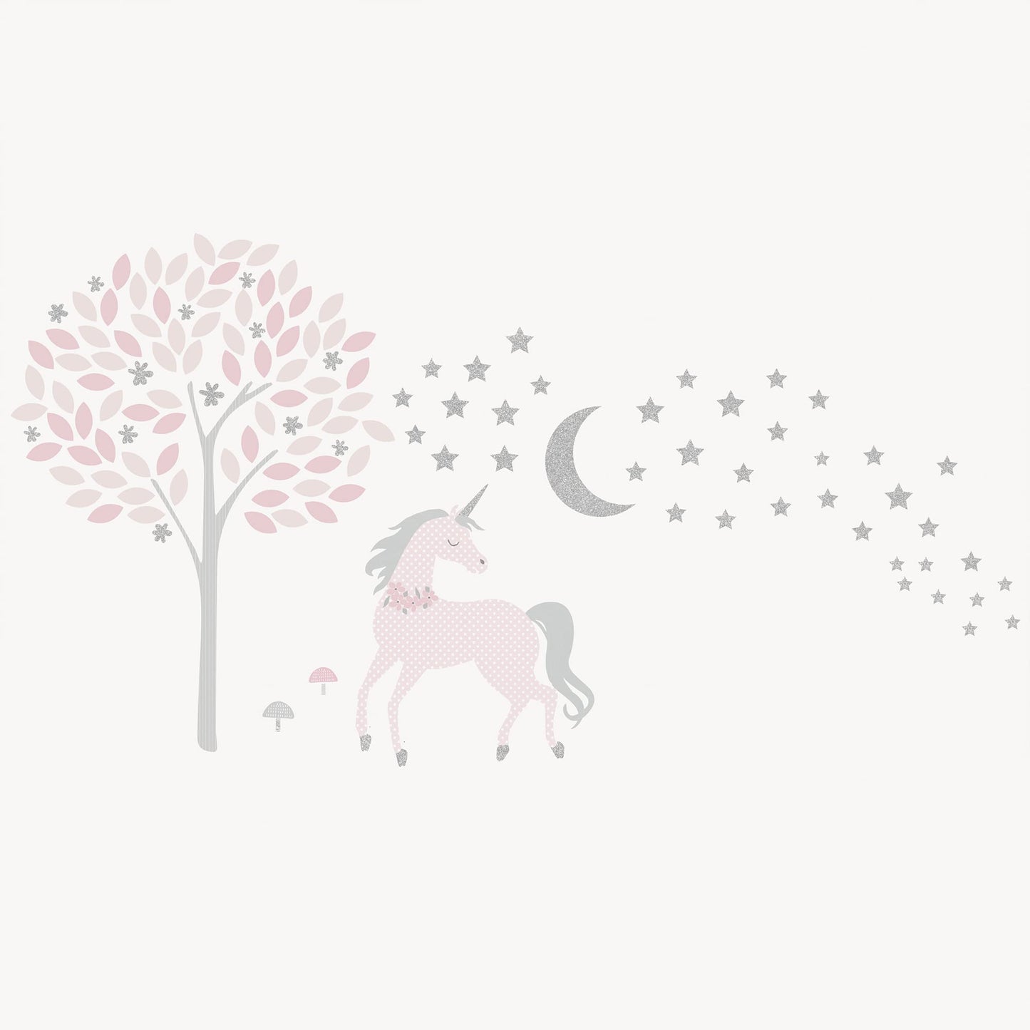 Levtex Baby - Colette Crib Bed Set - Baby Nursery Set - Grey Pink White - Unicorn - 5 Piece Set Includes Quilt, Two Fitted Sheets, Wall Decal & Skirt/Dust Ruffle