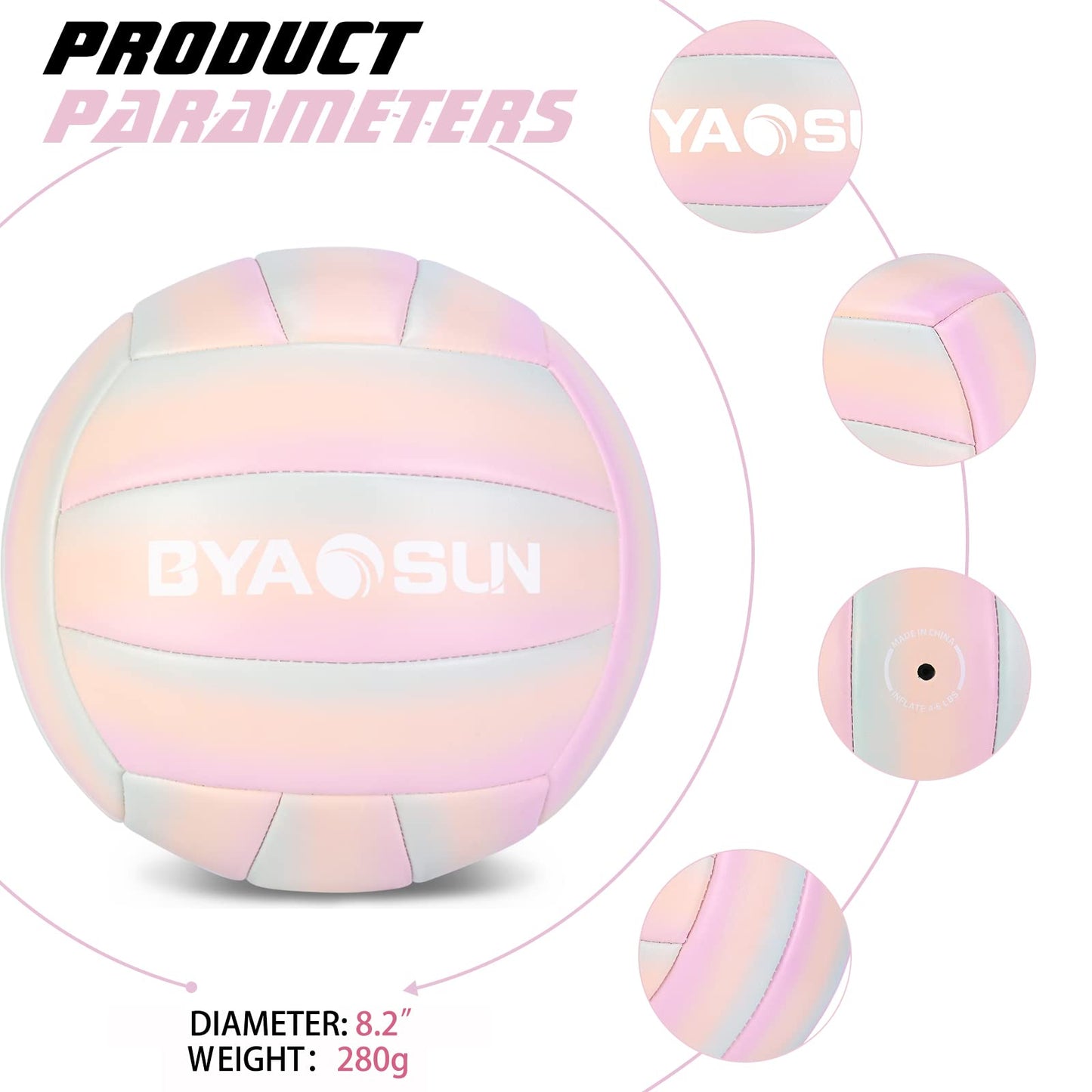 BYAOSUN - Voleibol suave oficial impermeable para playa en interiores y exteriores, talla 5, voleibol de entrenamiento para principiantes, adolescentes y adultos