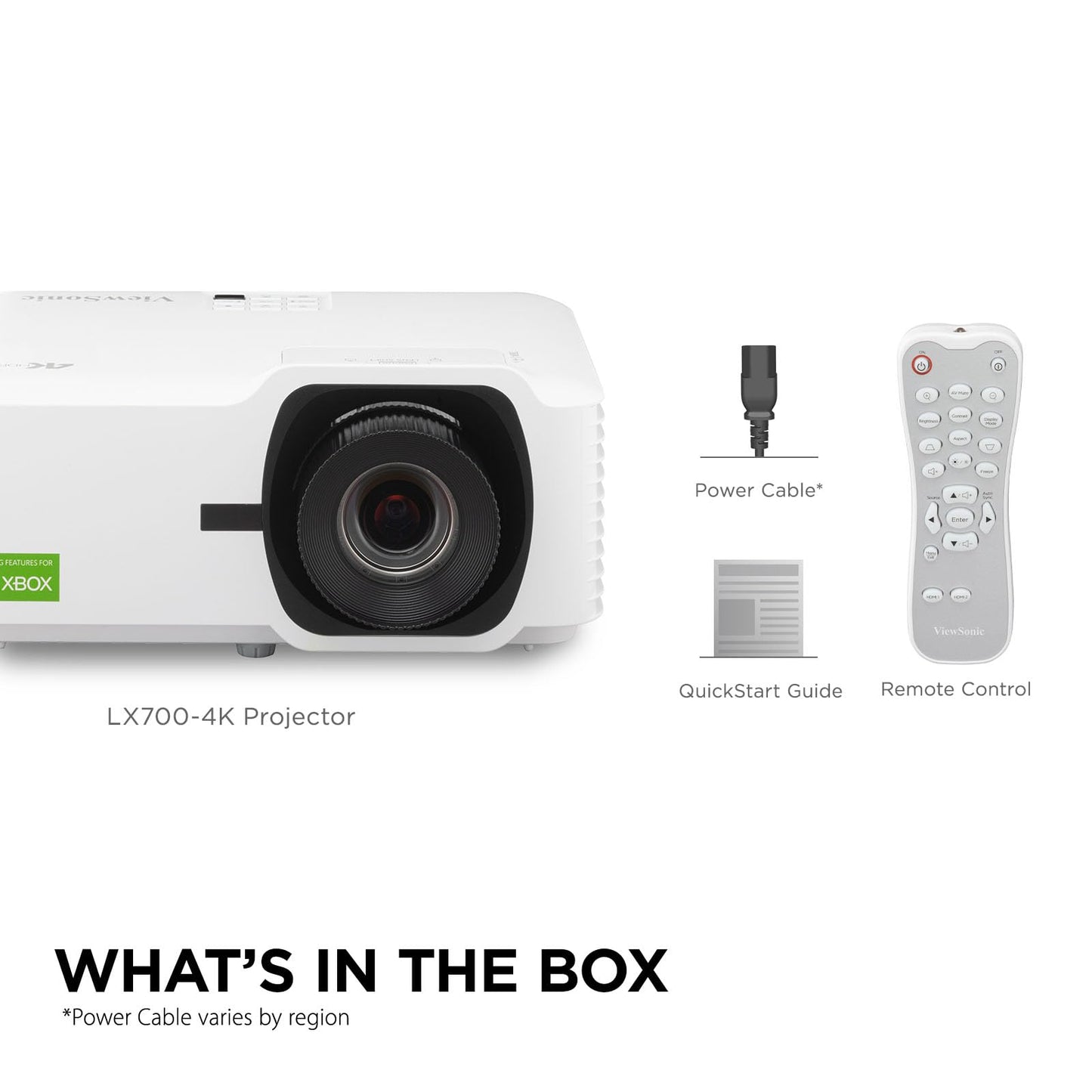 ViewSonic LX700-4K UHD 3500 lúmenes Proyector láser diseñado para Xbox con Tiempo de Respuesta de 4.2 ms, frecuencia de actualización de 240 Hz, Zoom óptico de 1.36x, HDMI Dual y Soporte HDR/HLD