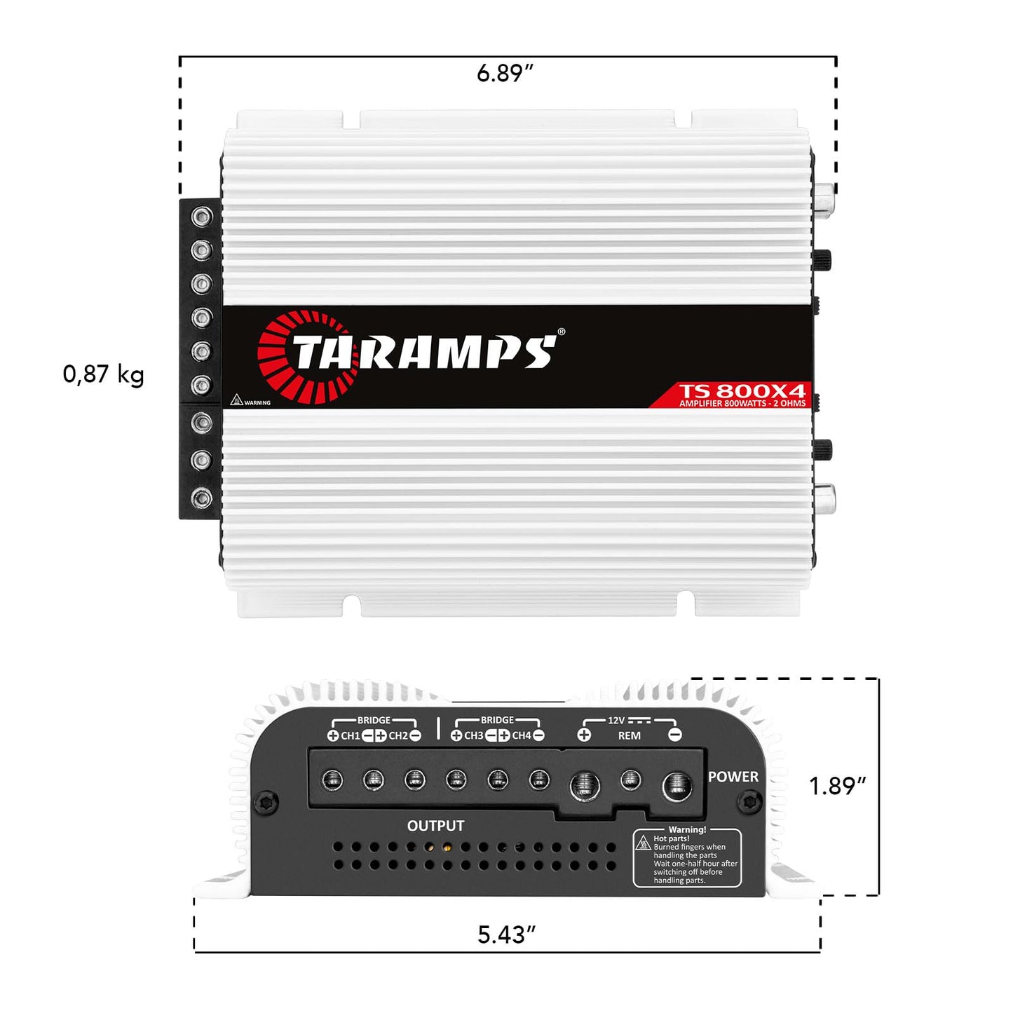 Amplificador de Sonido Taramps TS 800x4 4 Canales 2 Ohmios 800 W RMS para Auto