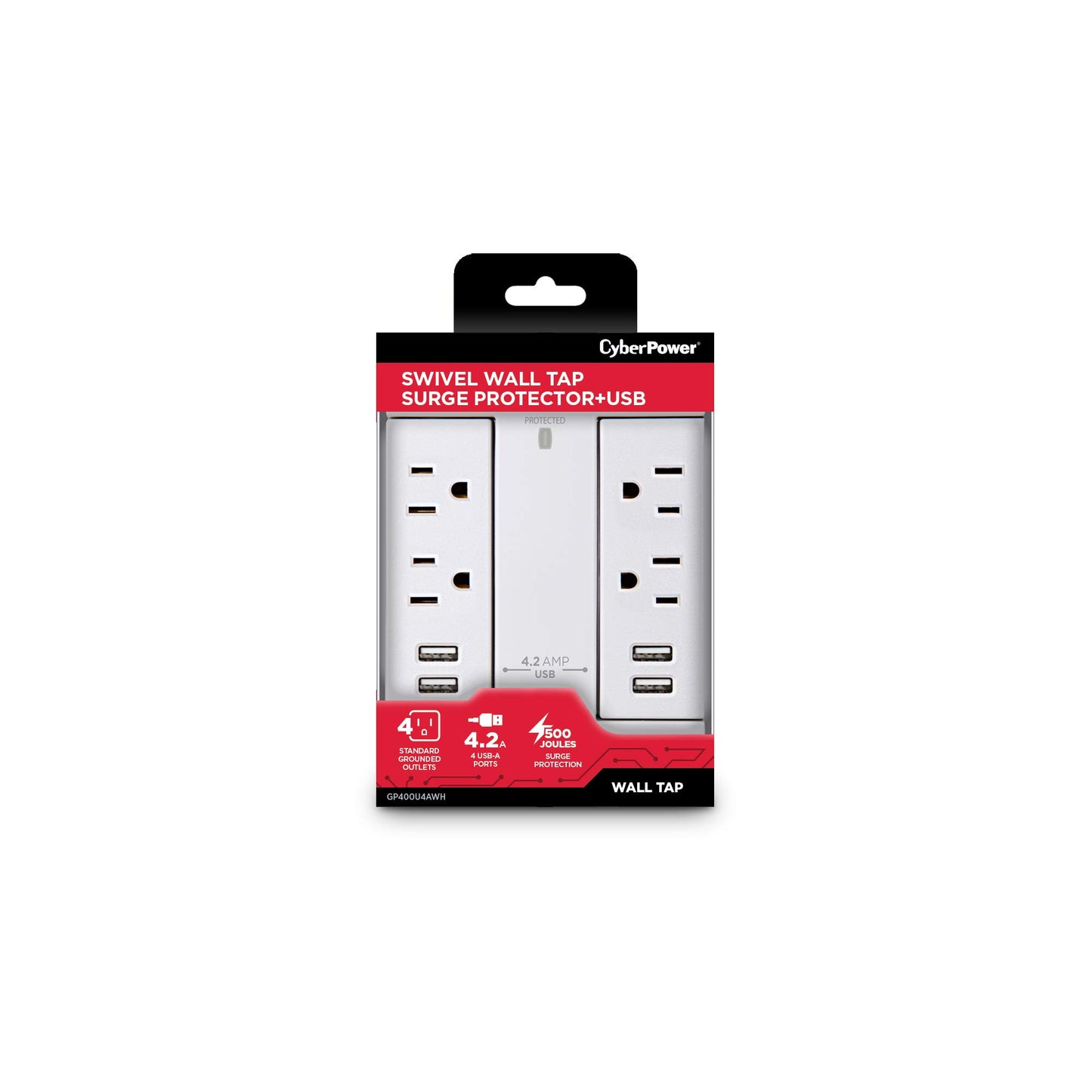 CyberPower GP400U4AWH Supresor de Picos, Blanco, Pequeño