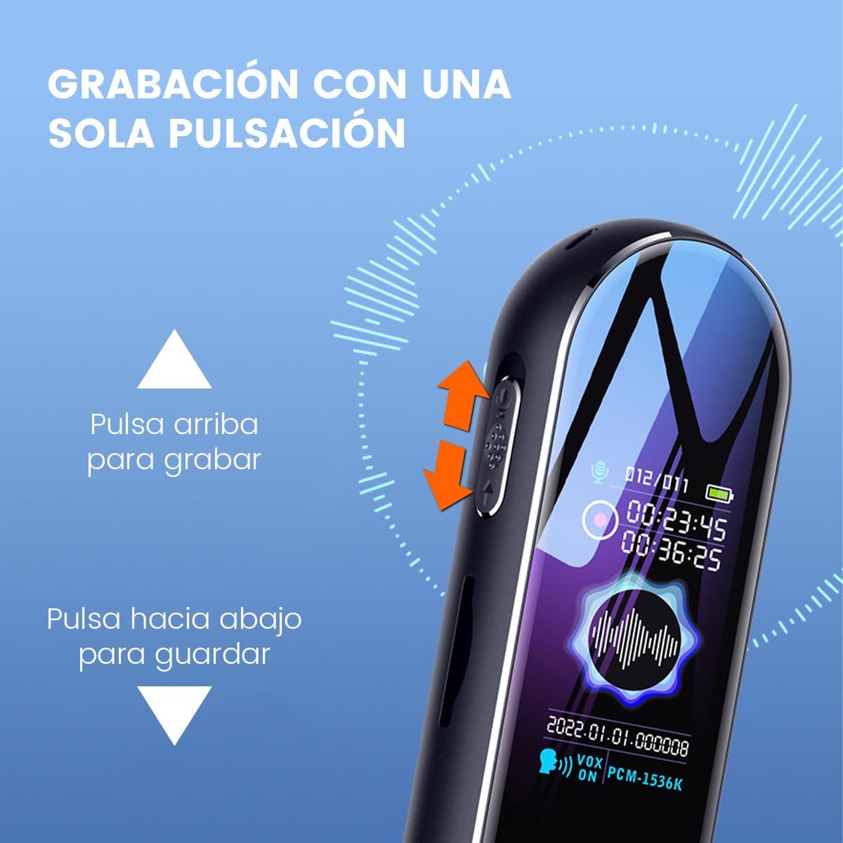 LENGSIDA Grabadora de Voz Digital Inteligente de 64 GB con Reproducción, Grabadora de Audio para Conferencias, Reuniones, Dispositivo de Grabación de Sonido, Dictáfono con Lector de Tarjeta