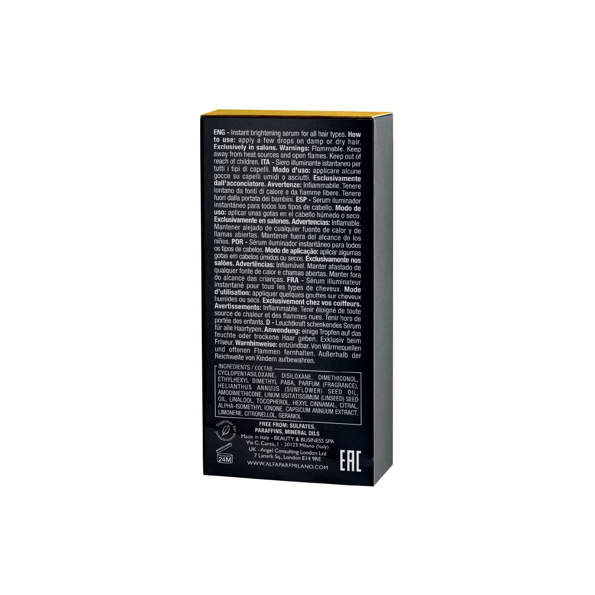 Suero Smoothing Semi Di Lino Sublime Alfaparf Milano Transparente de Acabado Brillante Profesional