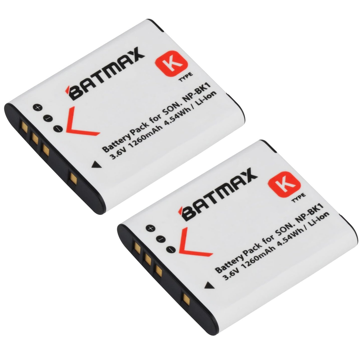 Batmax 2X NP-BK1 NP-FK1 Batería + cargador rápido LCD para Sony NP-BK1, Cybershot DSC-W180, DSC-W190, DSC-W370, DSC-S750, DSC-S780, DSC-S950, DSC-S980, Webbie MHS-CM1 HD, MHS-PM1