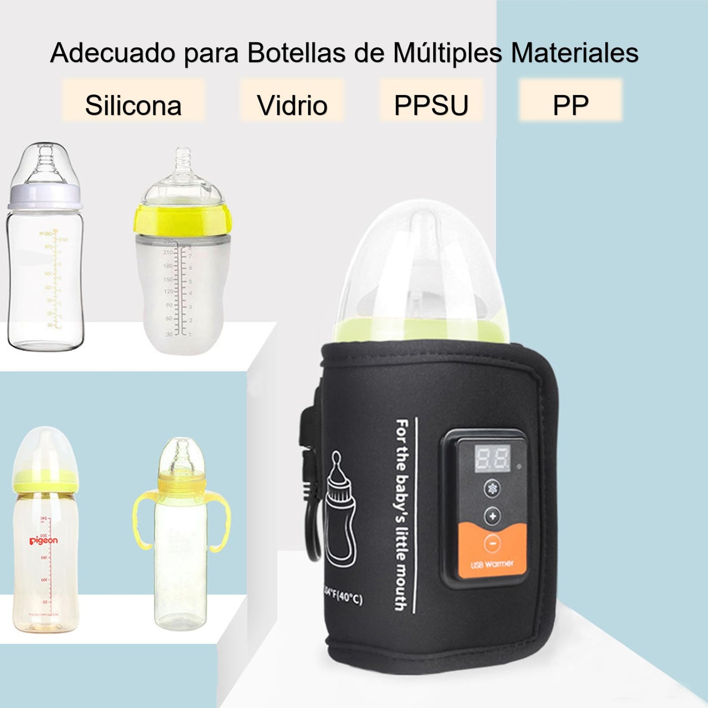 Calentador de Biberones USB para Viaje de bebé, Calentador de Leche para Bebés, Bolsa de Biberón con Aislamiento Portátil, Temperatura Constante, Calentamiento Rápido, Calentador