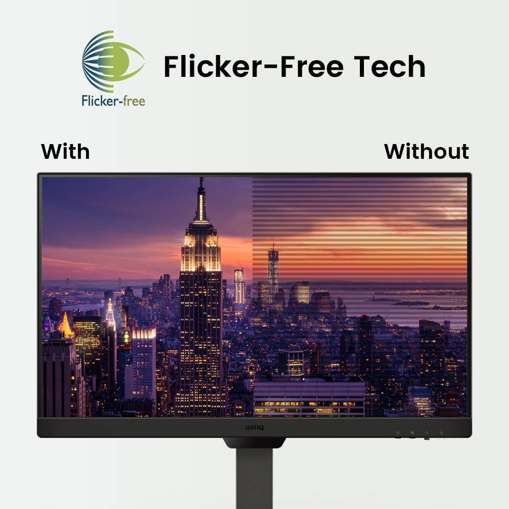 BenQ GW2490T - Monitor de computadora de 24 Pulgadas, 100 Hz, FHD 1920 x 1080p, IPS | Tecnología de Cuidado de los Ojos, luz Azul Baja, antideslumbrante, Brillo Adaptable, Altura e inclinación