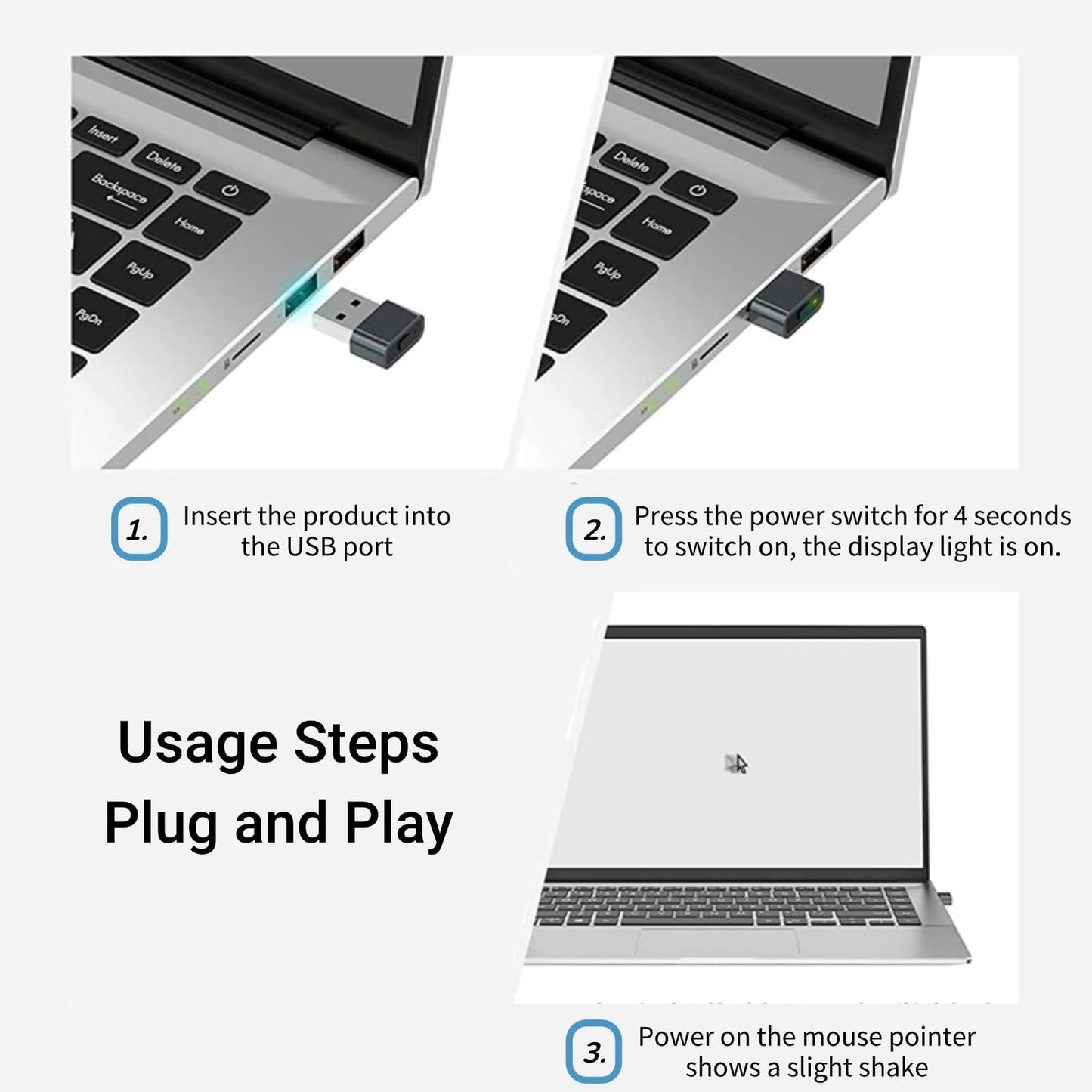Agitador USB Yoidesu Negro con Botón de Interruptor y 2 Modos de Movimiento Simulado