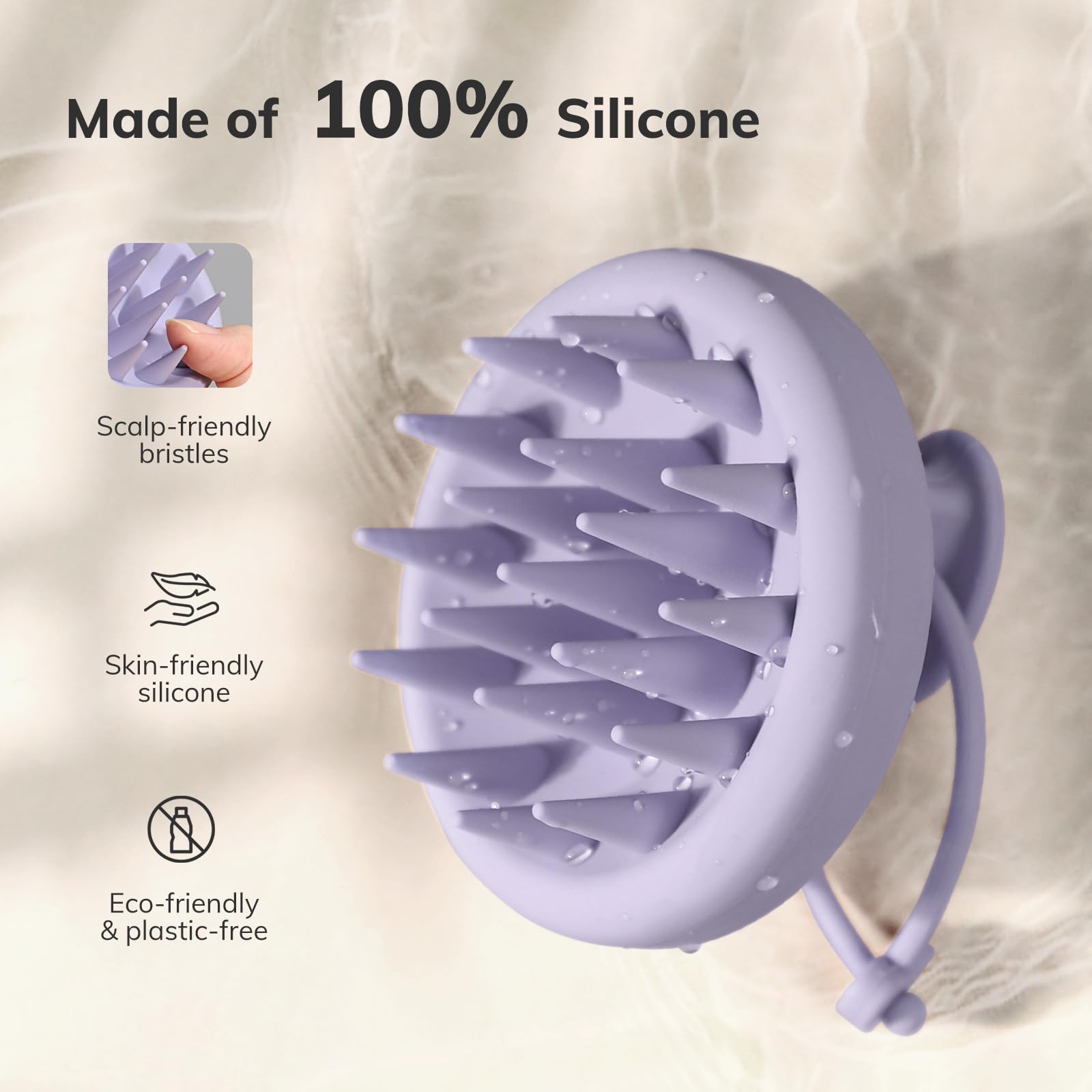 Sndyi Cepillo Champú Masajeador del Cuero Cabelludo de Silicona, Cepillo Exfoliante del Cuero Cabelludo para la Eliminación de la Caspa, Cepillo para el Crecimiento del Cabello (Gris Morado)