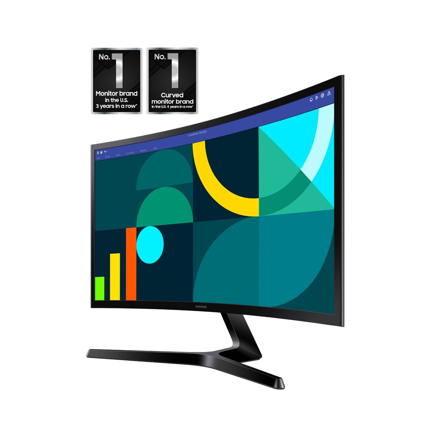SAMSUNG - Monitor de computadora Curvo FHD 1800R de 24 Pulgadas Essential S3 (S36GD) Series FHD 1800R, 100Hz, Modo de Juego, Comodidad Ocular Avanzada, Puertos HDMI y D-Sub, LS24D366GANXZA, 2024