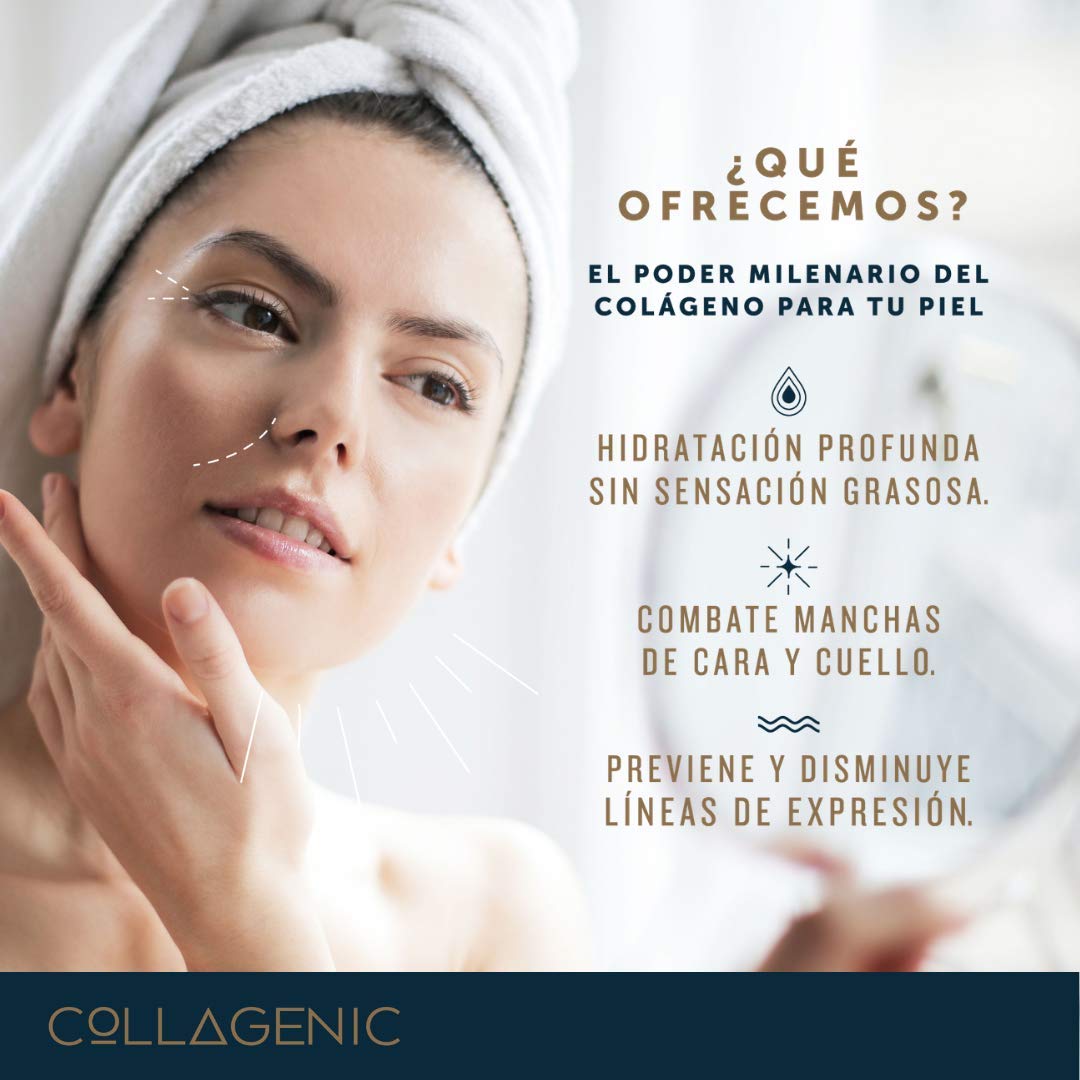 Collagenic | SerumAclarante y Antiedad 4 en 1| Vitamina C y Colágeno Hidrolizado 50 ml | Serum Facial facial| Adicional con Acido Hialurónico, Retinol, Vitamina E y Elastina | 60% más contenido