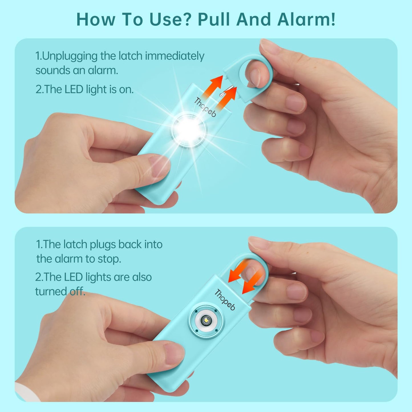 La alarma de seguridad personal original para mujeres por mujeres, sonido de sirena fuerte, luz LED estroboscópica SOS, sé seguro con alarma personal, llavero de autodefensa para universidades